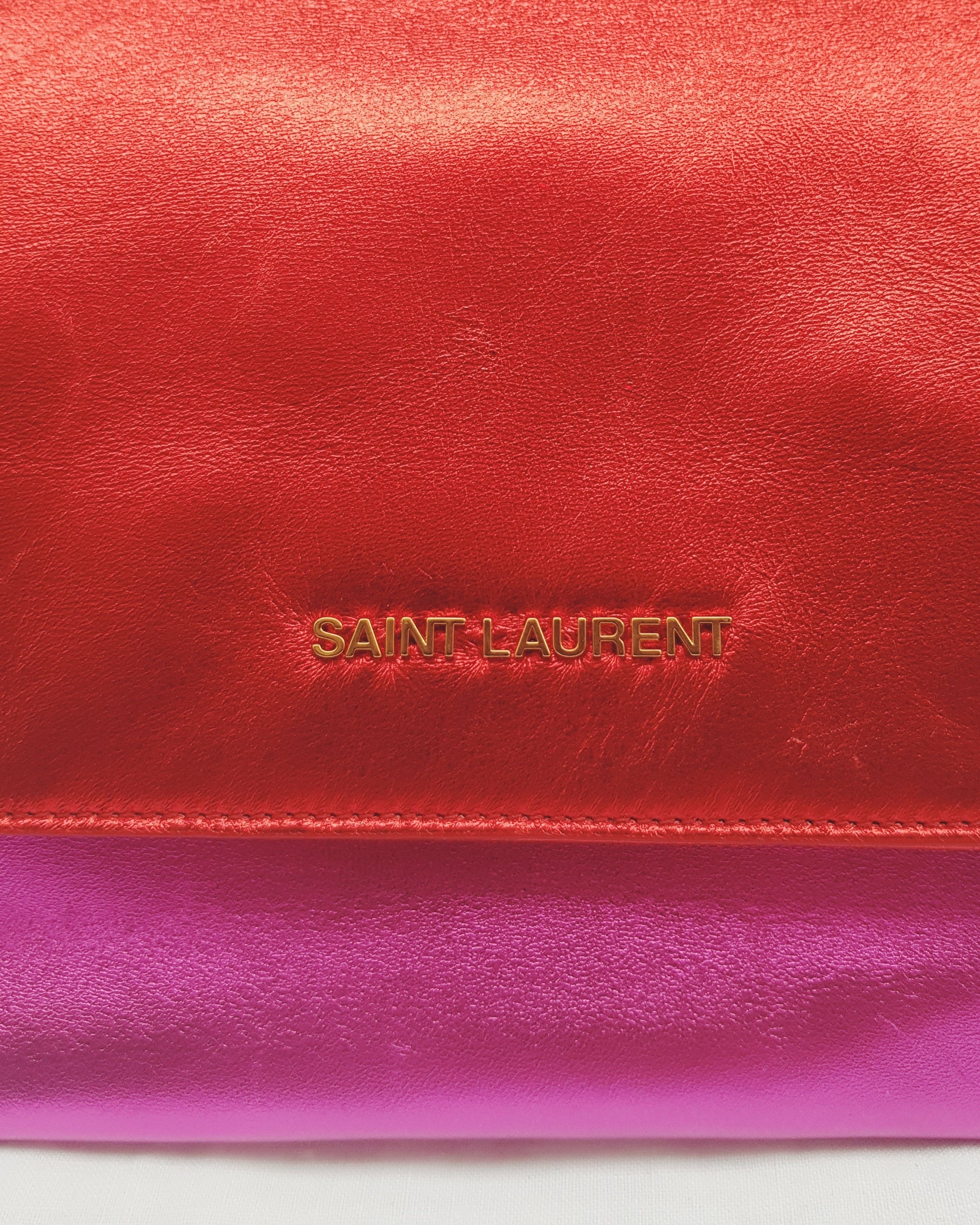 YVES SAINT LAURENT Letters Fold metallic clutch SS 2014