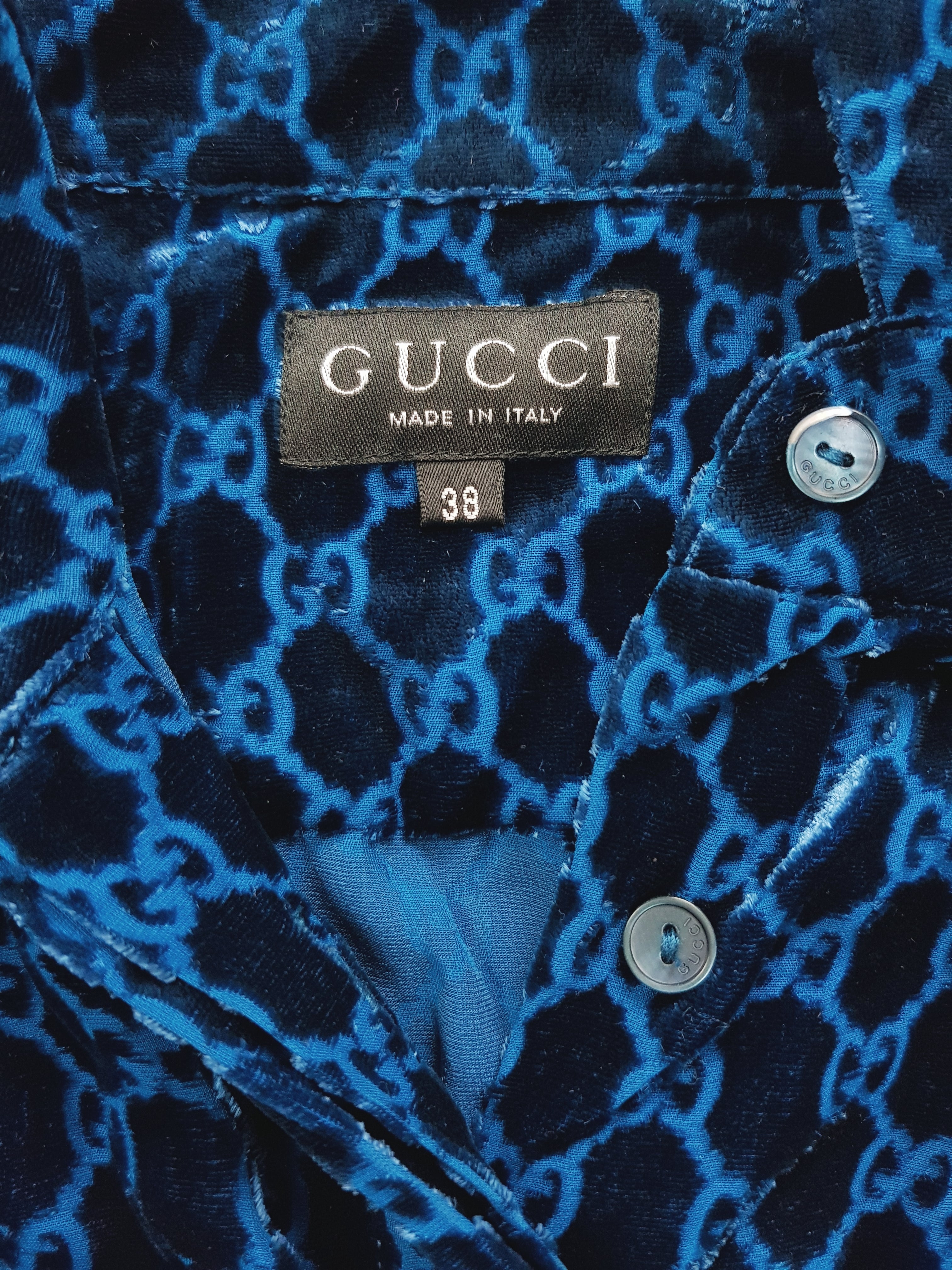 GUCCI Runway velours chemise monogramme FW 1997