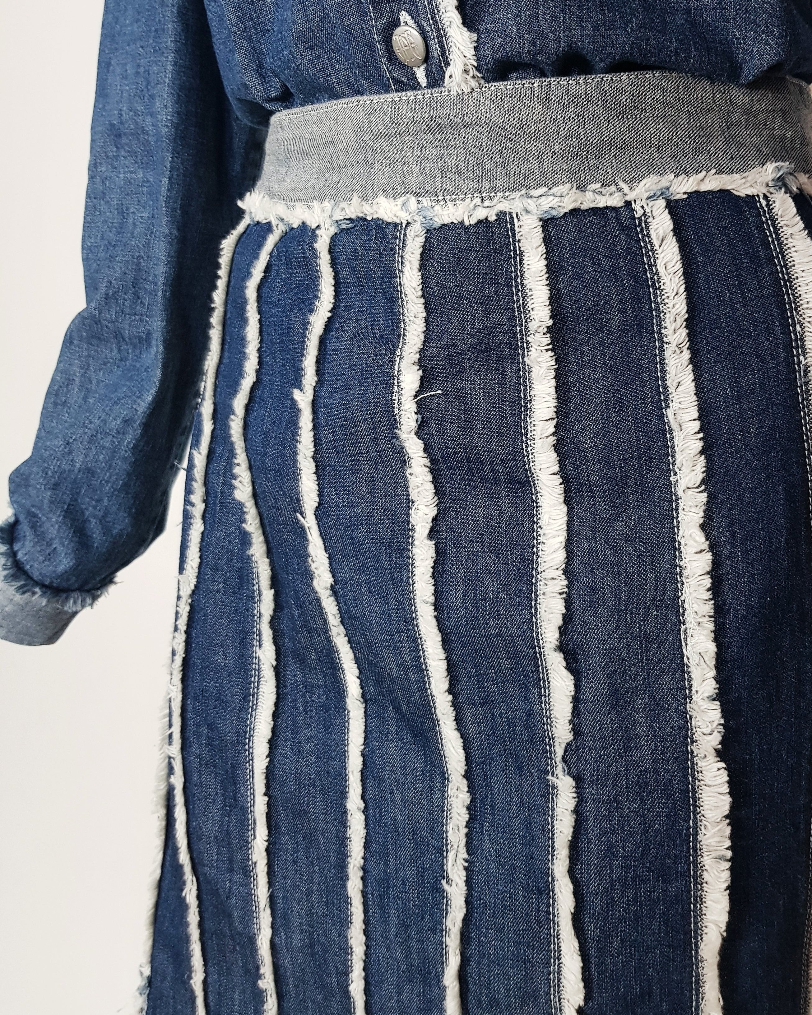 JEAN PAUL GAULTIER fringed denim maxi skirt 1990