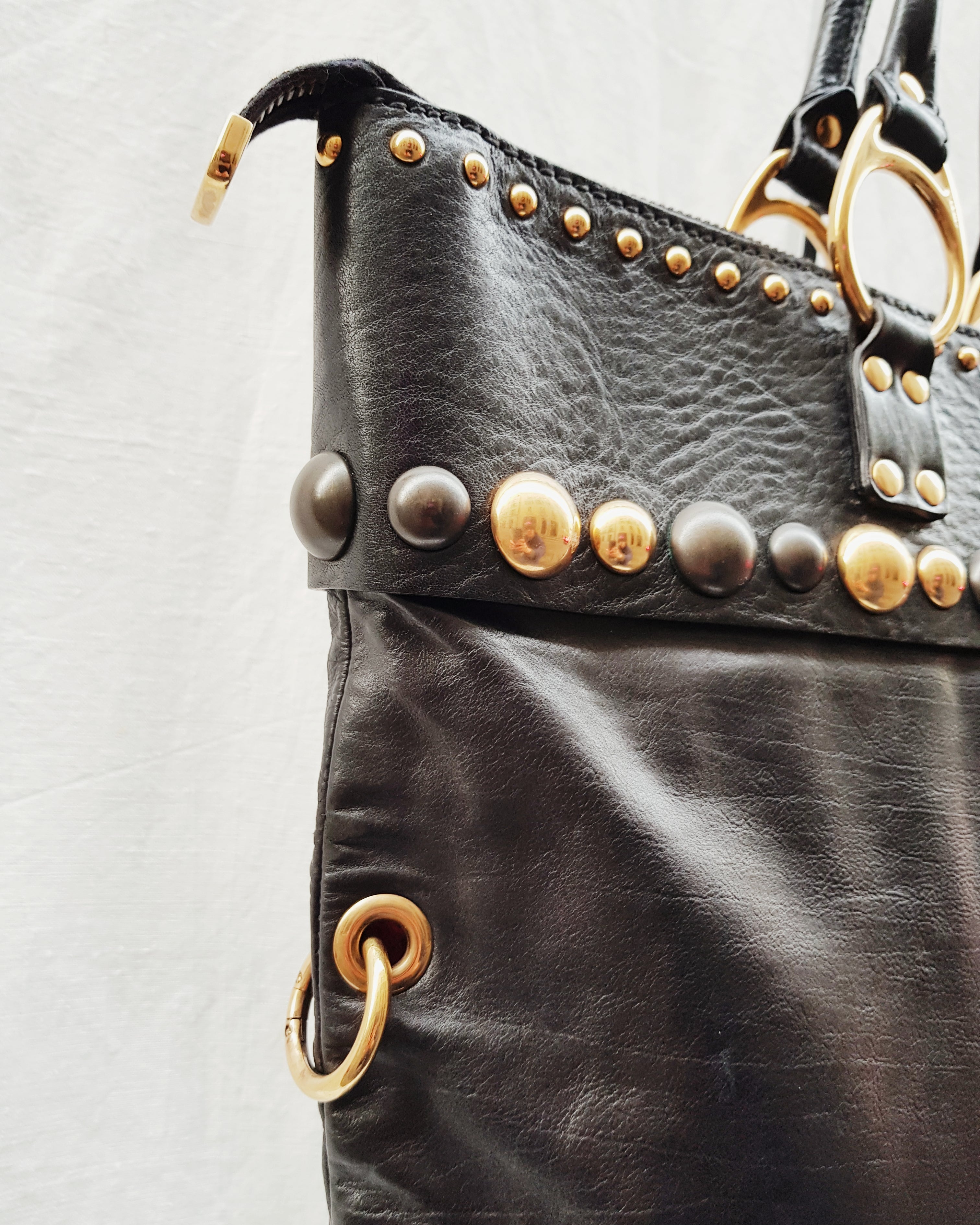 GUCCI Runway Large black studded Babouska Bag FW 2008