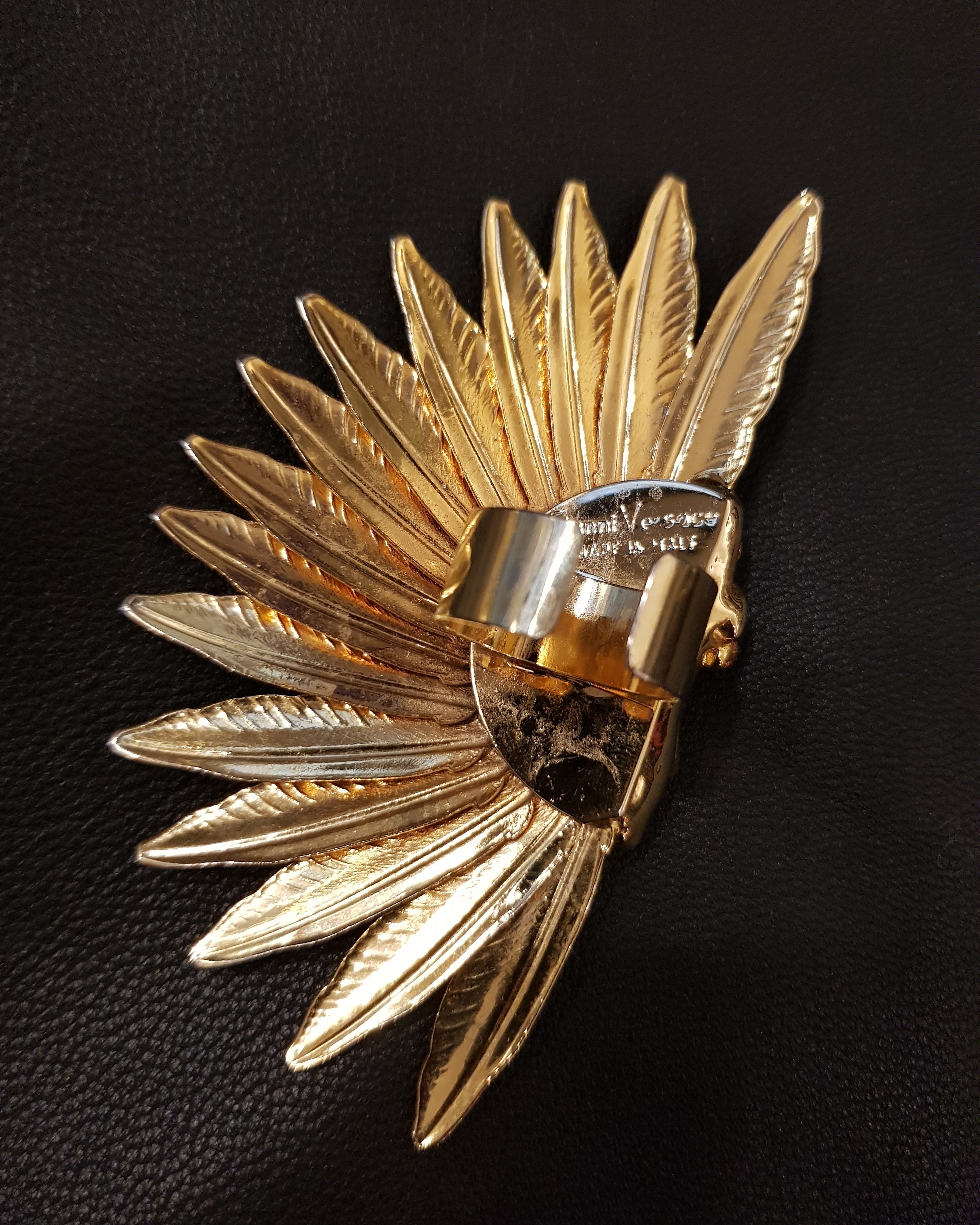 GIANNI VERSACE gold tone native Indian crystal ring 1990