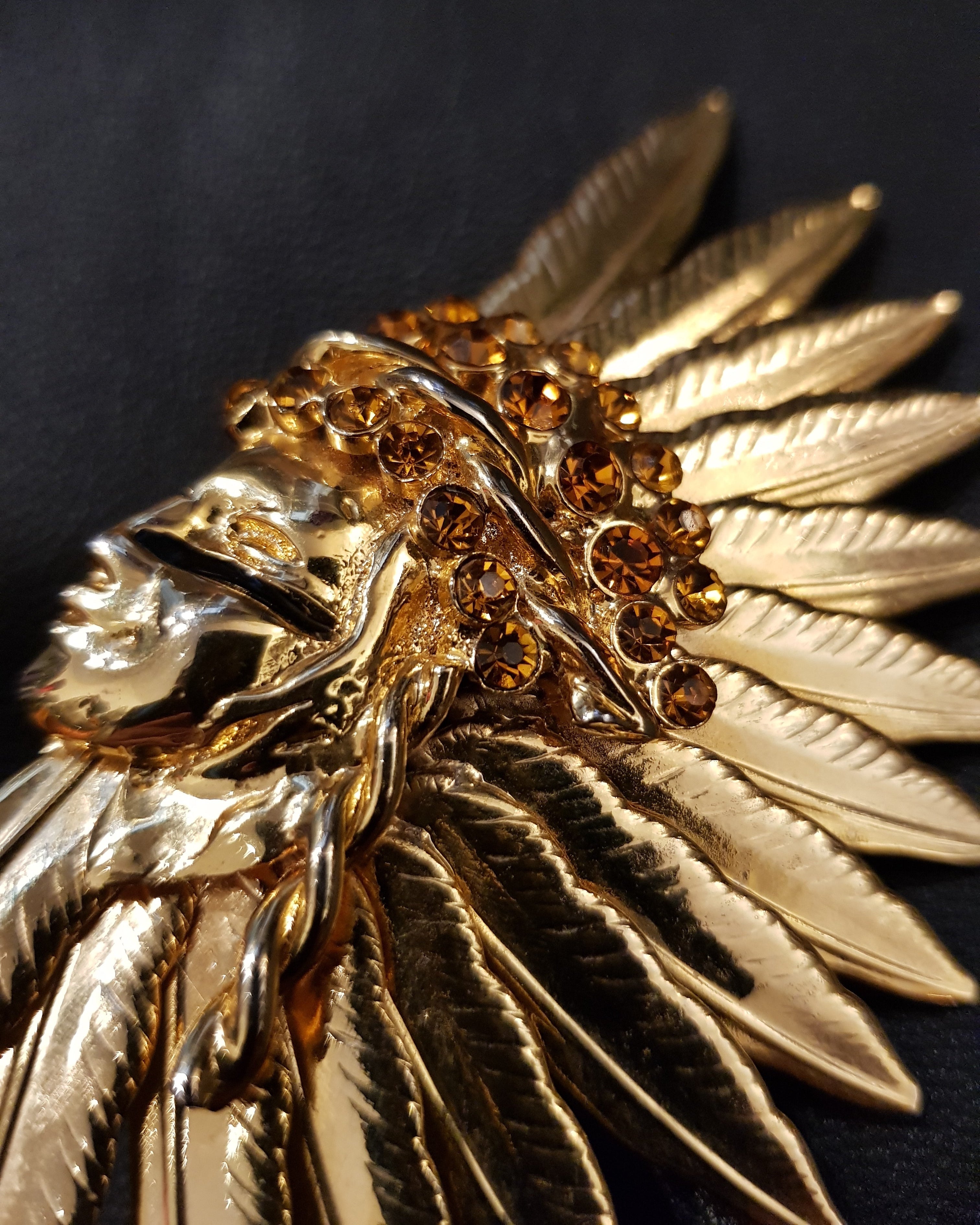 GIANNI VERSACE gold tone native Indian crystal ring 1990