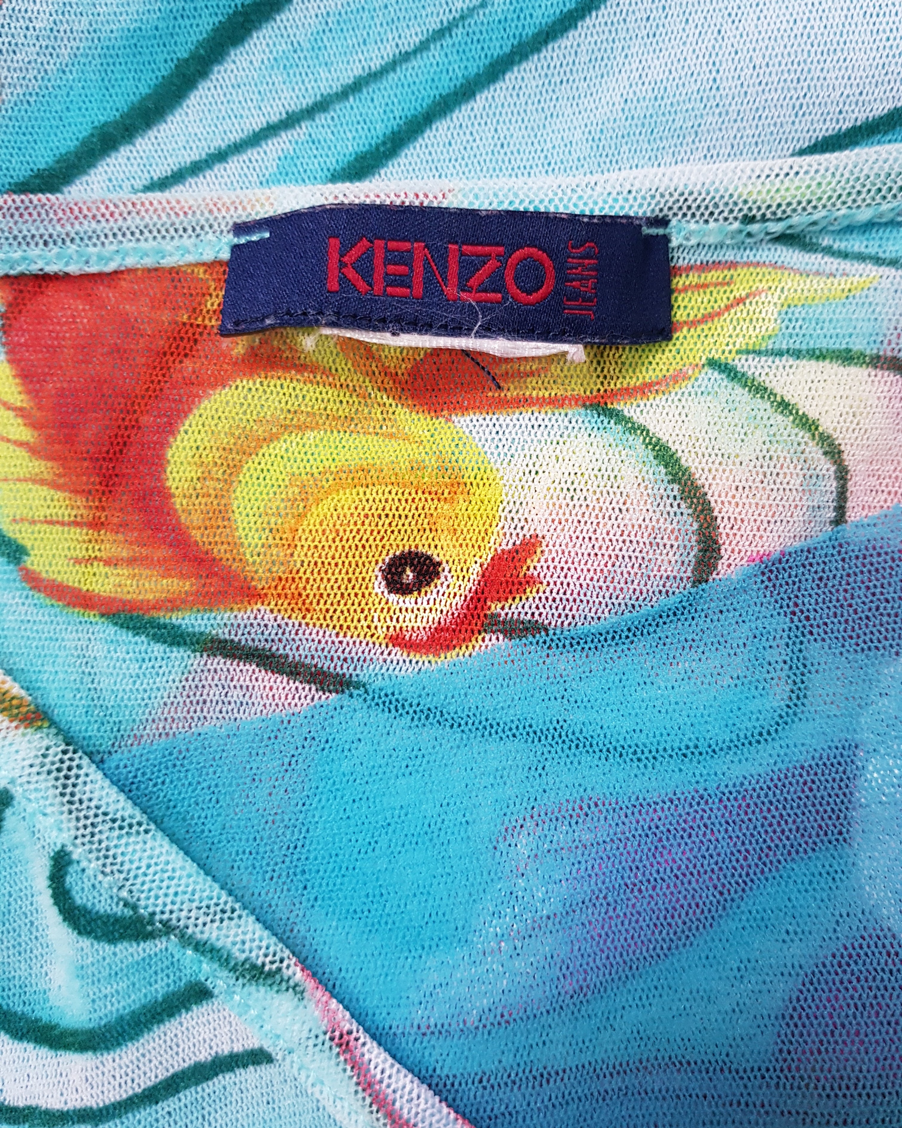 KENZO JUNGLE Koi fish mesh Club Kid Shirt late 1990