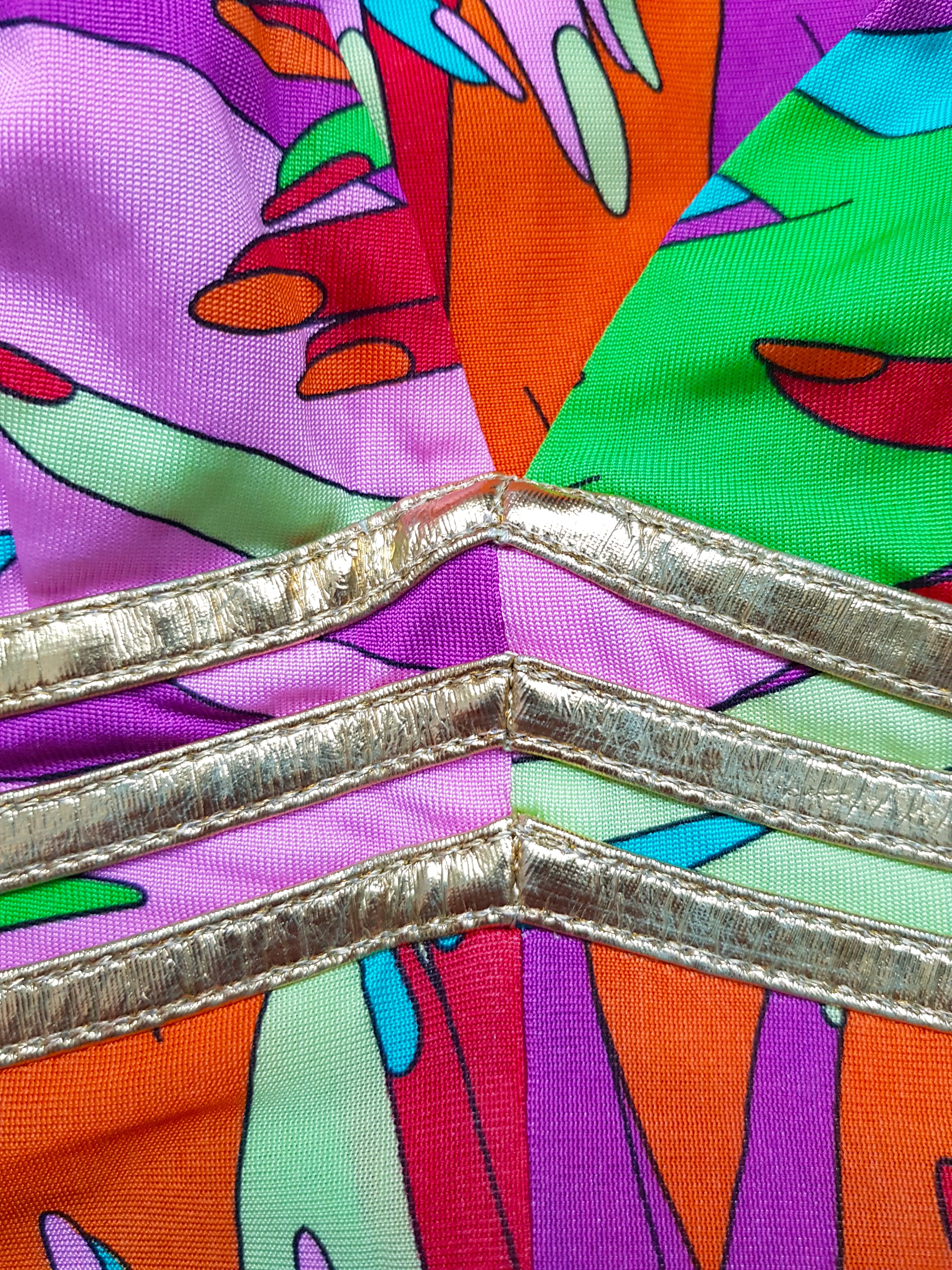 D&G Gold spaghetti strap hand print Mini Dress 1990