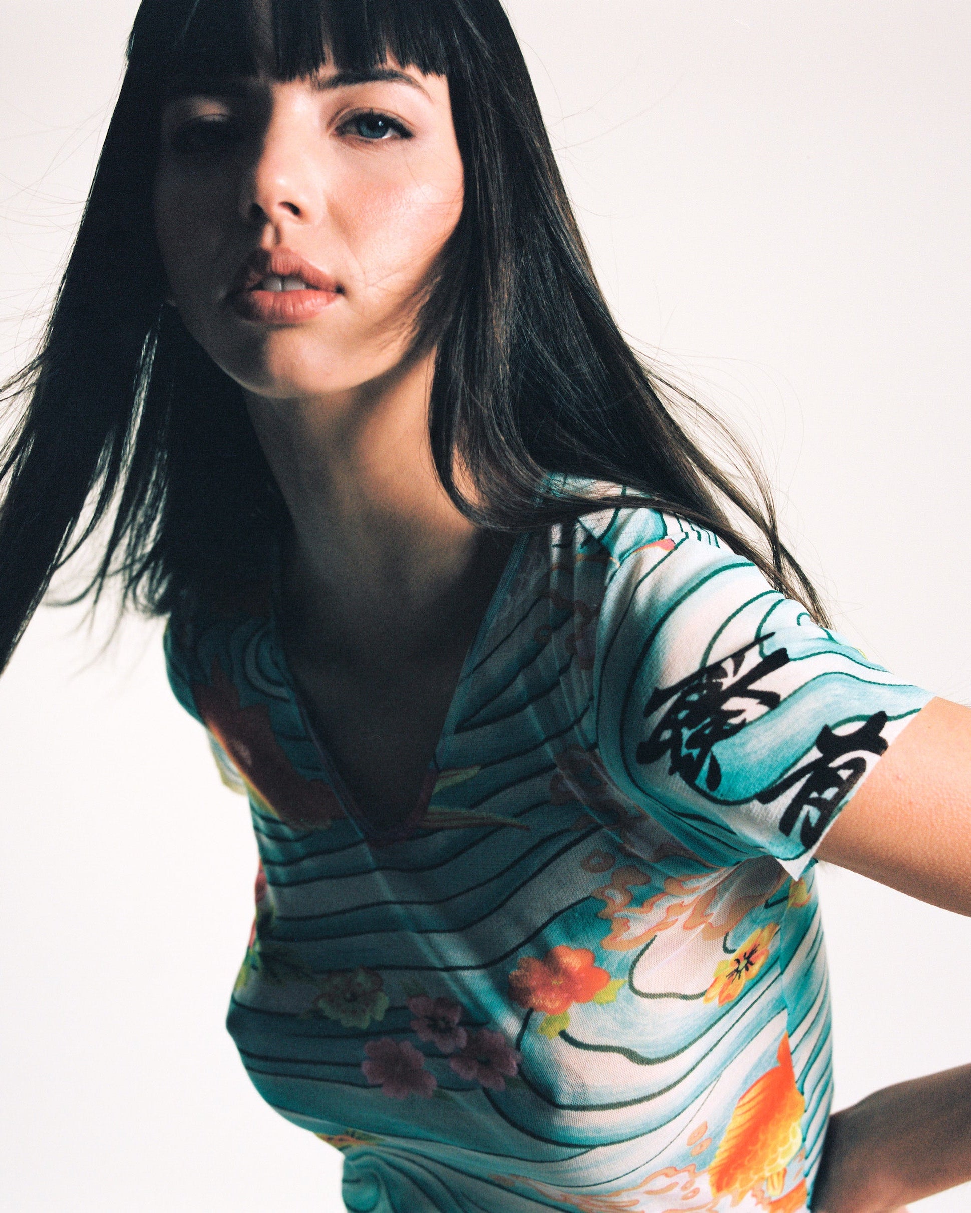 KENZO JUNGLE Koi fish mesh Club Kid Shirt late 1990