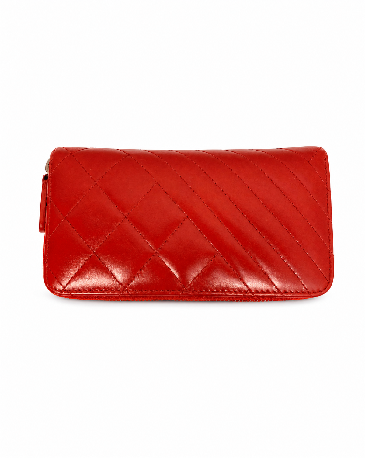 CHANEL Red Lambskin Leather Wallet