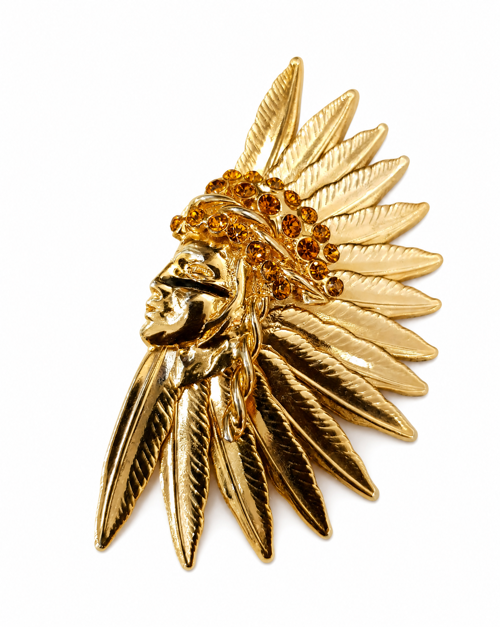 GIANNI VERSACE gold tone native Indian crystal ring 1990