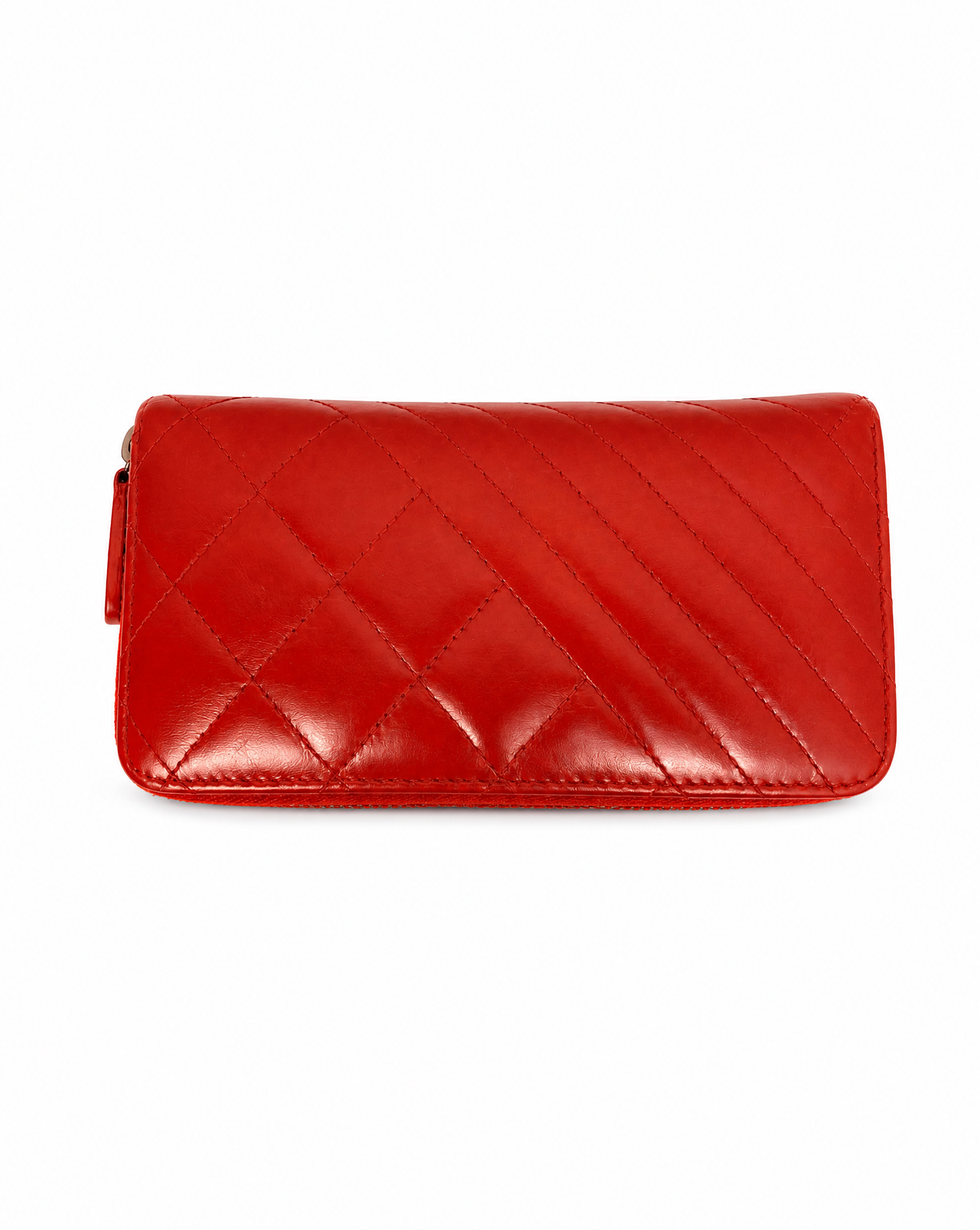 CHANEL Red Lambskin Leather Wallet
