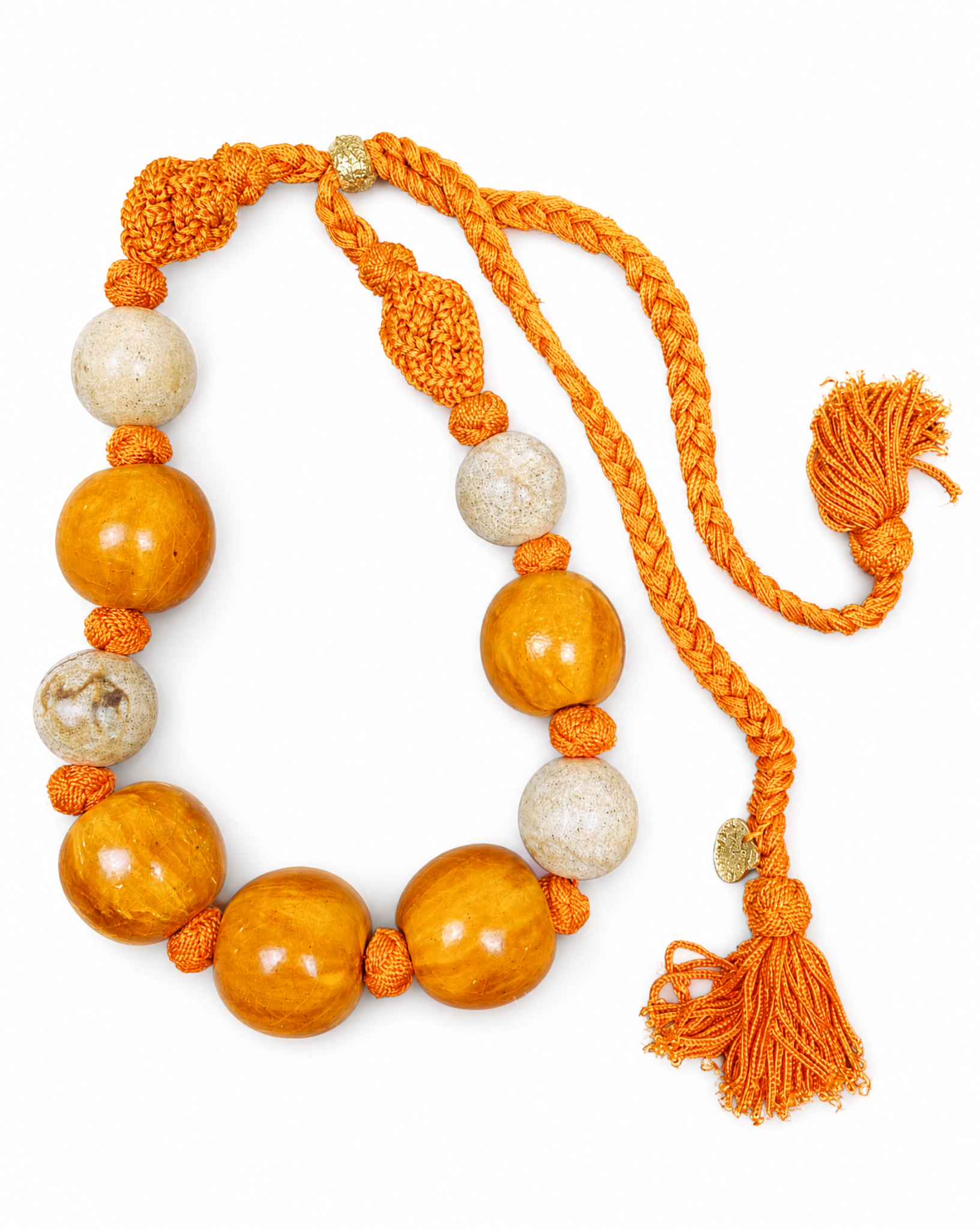 YVES SAINT LAURENT Orange Beaded Necklace 1990