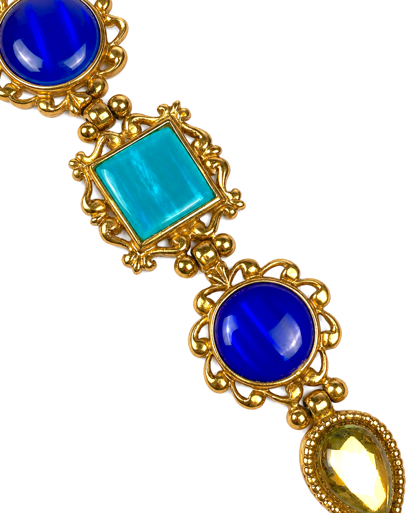 YVES SAINT LAURENT Gold Plated Metal and Colored Resin Bracelet 1990