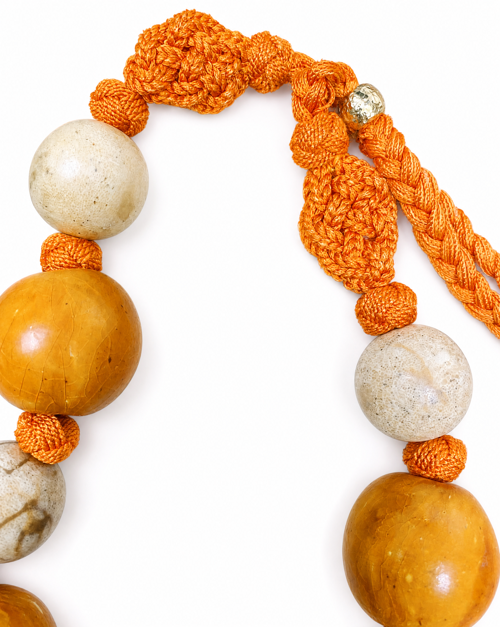 YVES SAINT LAURENT Orange Beaded Necklace 1990