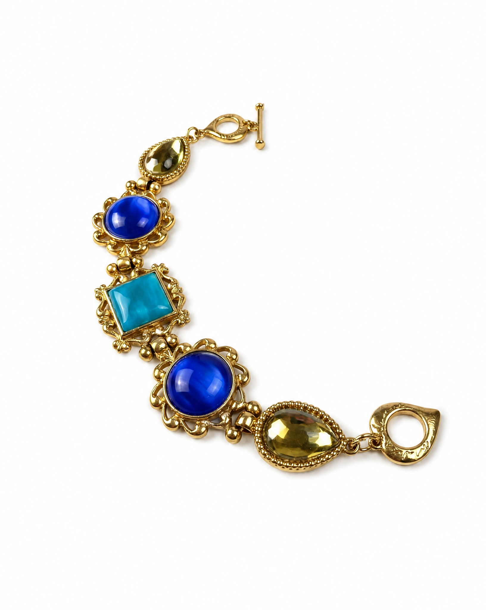 YVES SAINT LAURENT Gold Plated Metal and Colored Resin Bracelet 1990