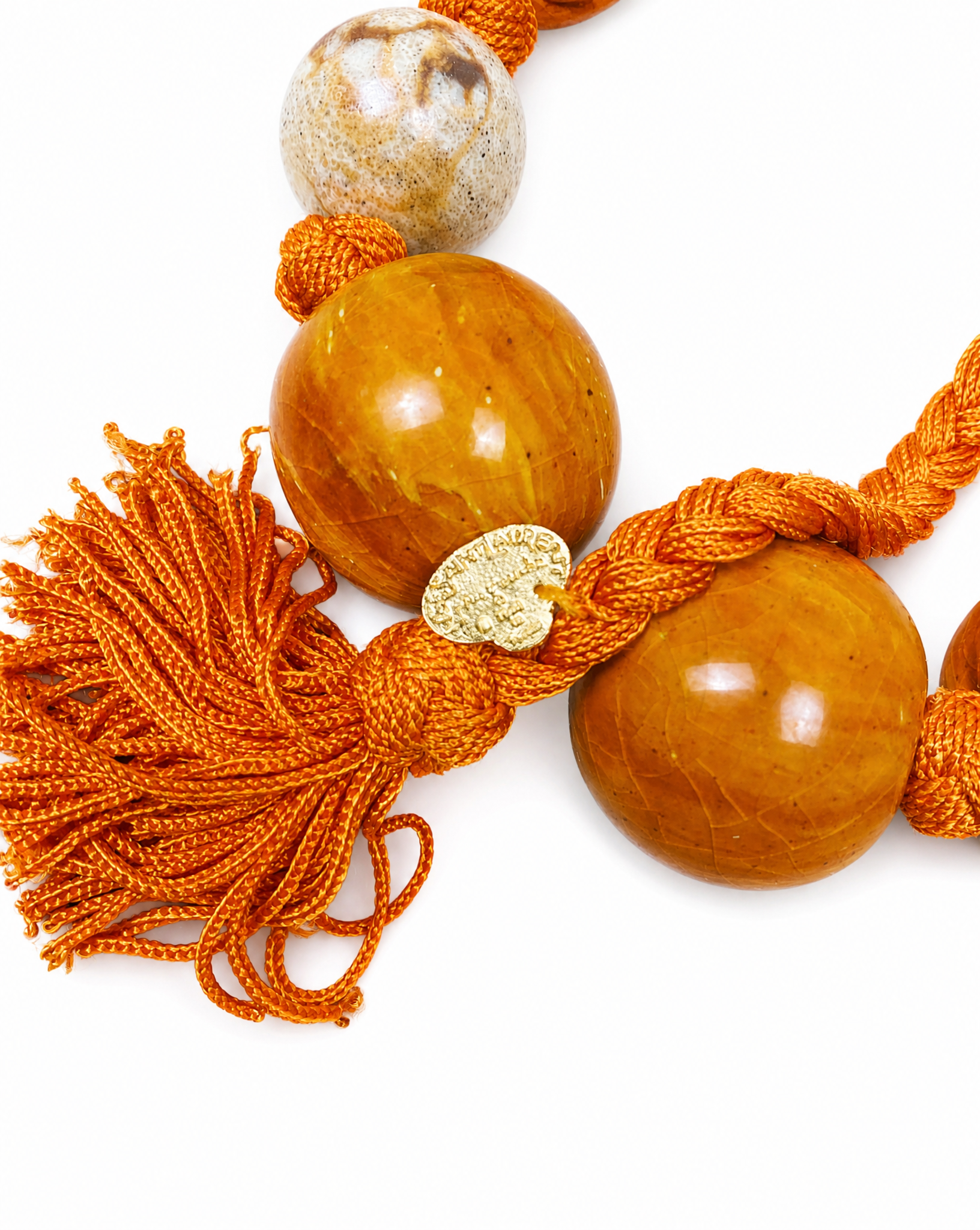 YVES SAINT LAURENT Orange Beaded Necklace 1990