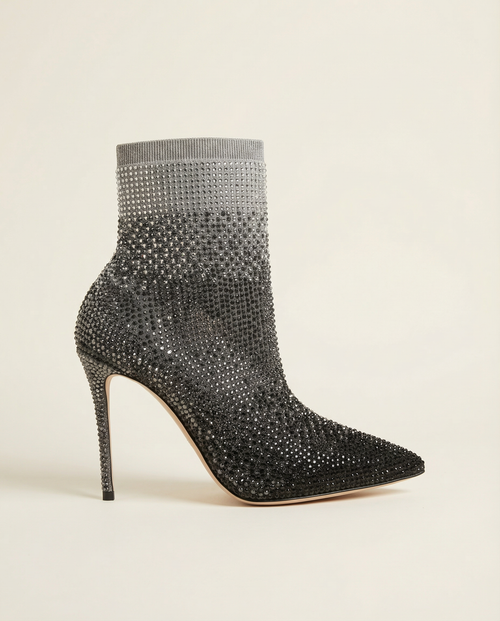 CASADEI Pull On Gradient Crystal Ankle Sock Booties size 39