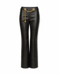 CELINE Brown Leather Trousers with Gold Chain Late 1990