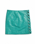 VERSACE GIANNI Leather cut out twisted Mini Skirt circa 1990