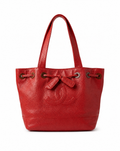CHANEL Red Caviar Leather CC Bucket Bag 2002