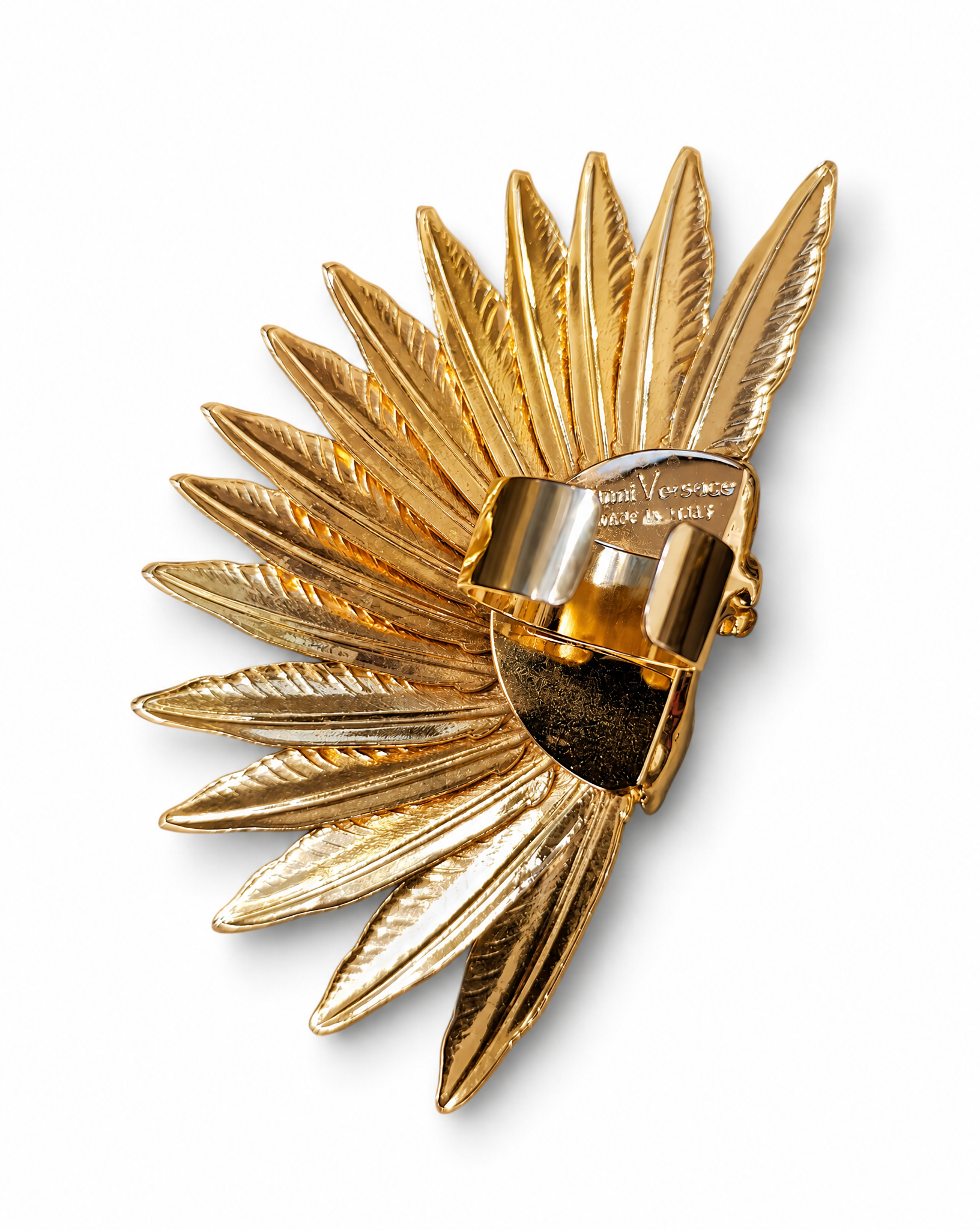 GIANNI VERSACE gold tone native Indian crystal ring 1990