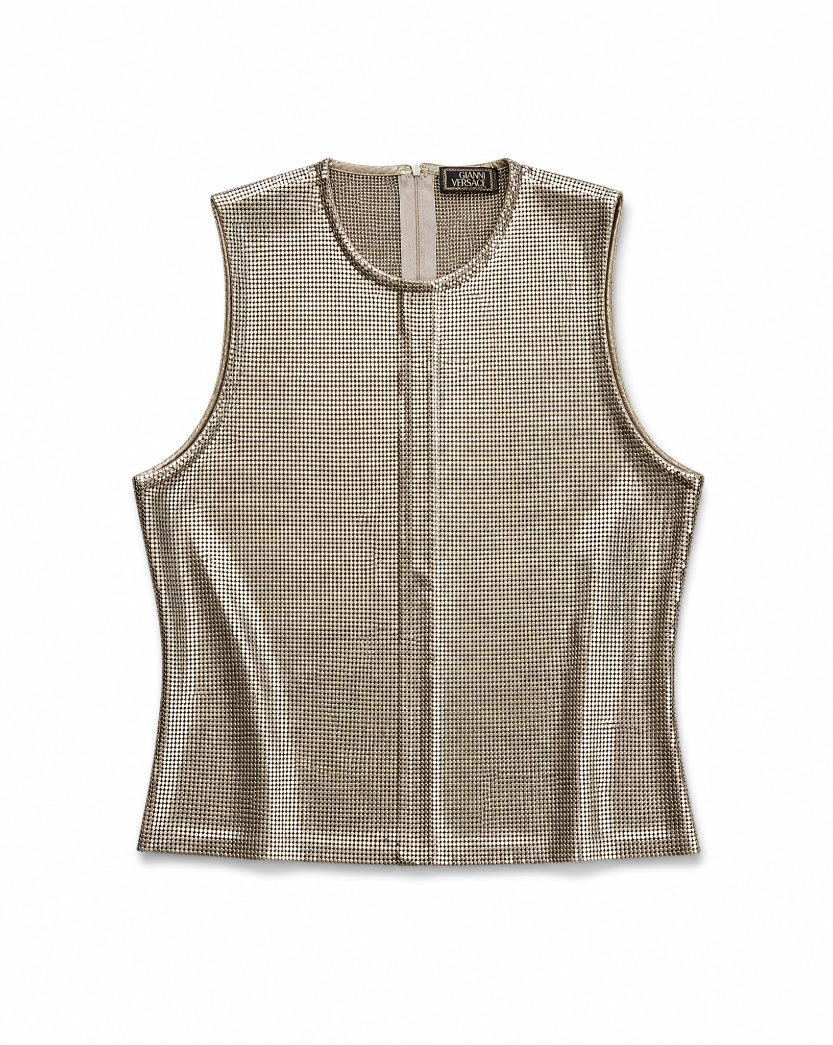 VERSACE GIANNI Silver oroton metal mesh vest FW 1994