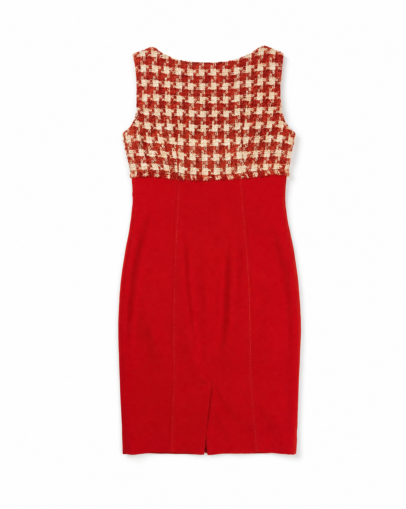 MOSCHINO Red Houndstooth Jacket and Sleeveless Dress Ensemble Late 1990
