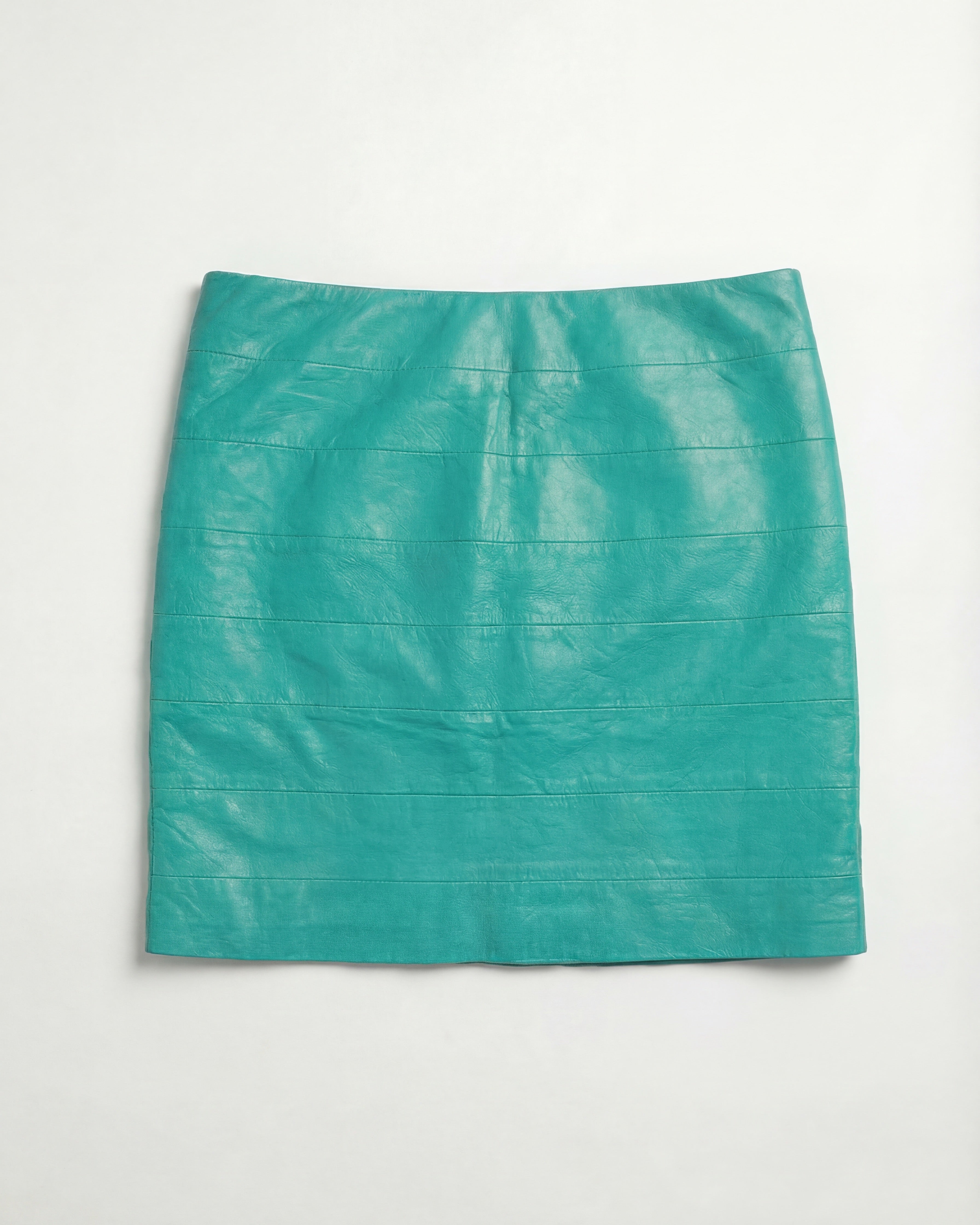 VERSACE GIANNI Leather cut out twisted Mini Skirt circa 1990