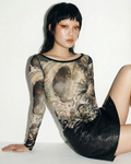 JEAN PAUL GAULTIER Grey Koi Fish Tattoo Print Mesh Top 1990
