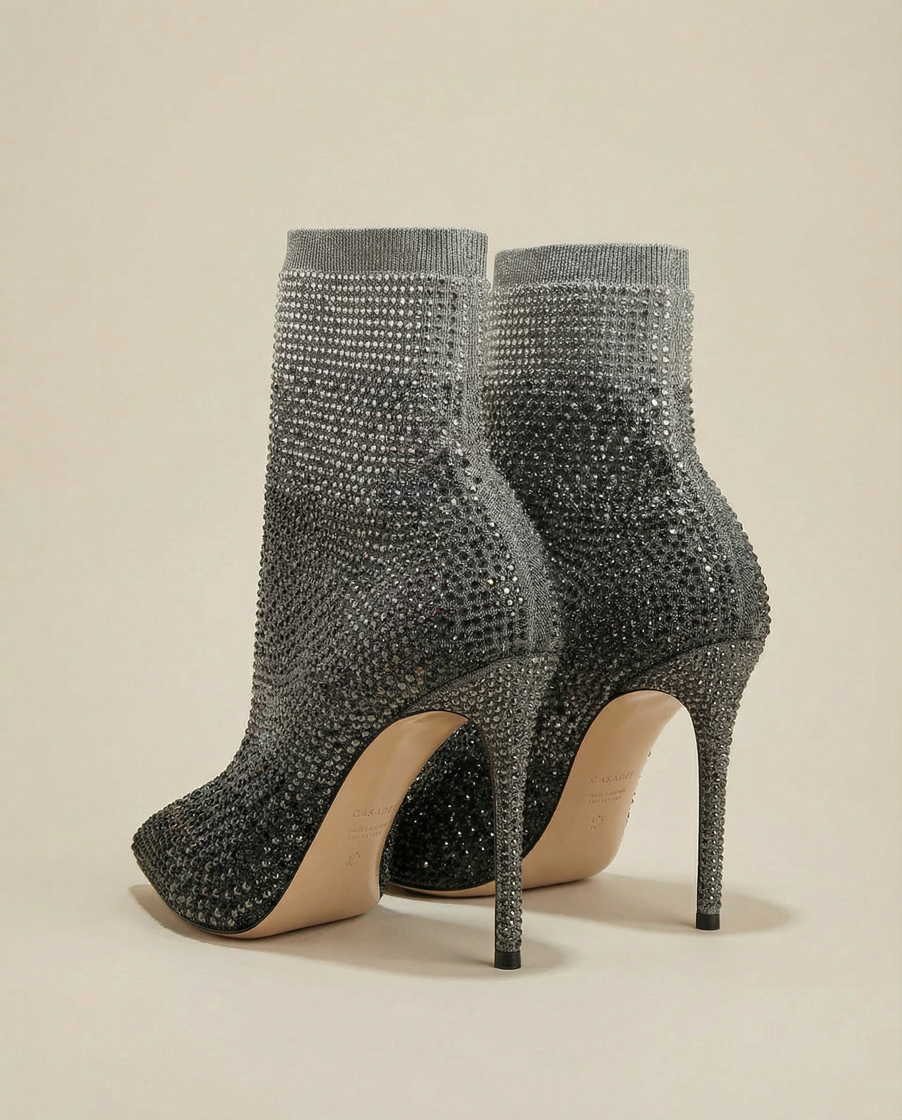 CASADEI Pull On Gradient Crystal Ankle Sock Booties size 39
