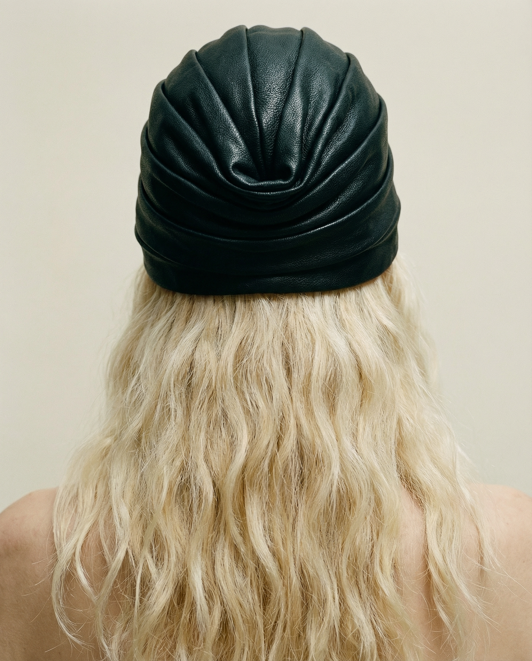 YVES SAINT LAURENT black leather Turban SS 2015
