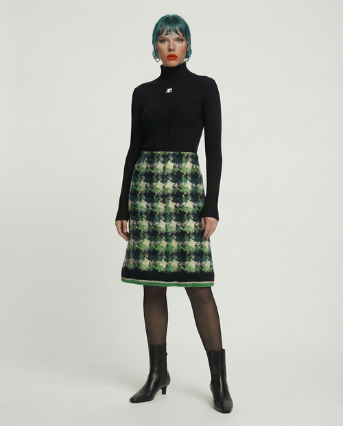 CARVEN handwoven houndstooth tweed midi skirt 1960