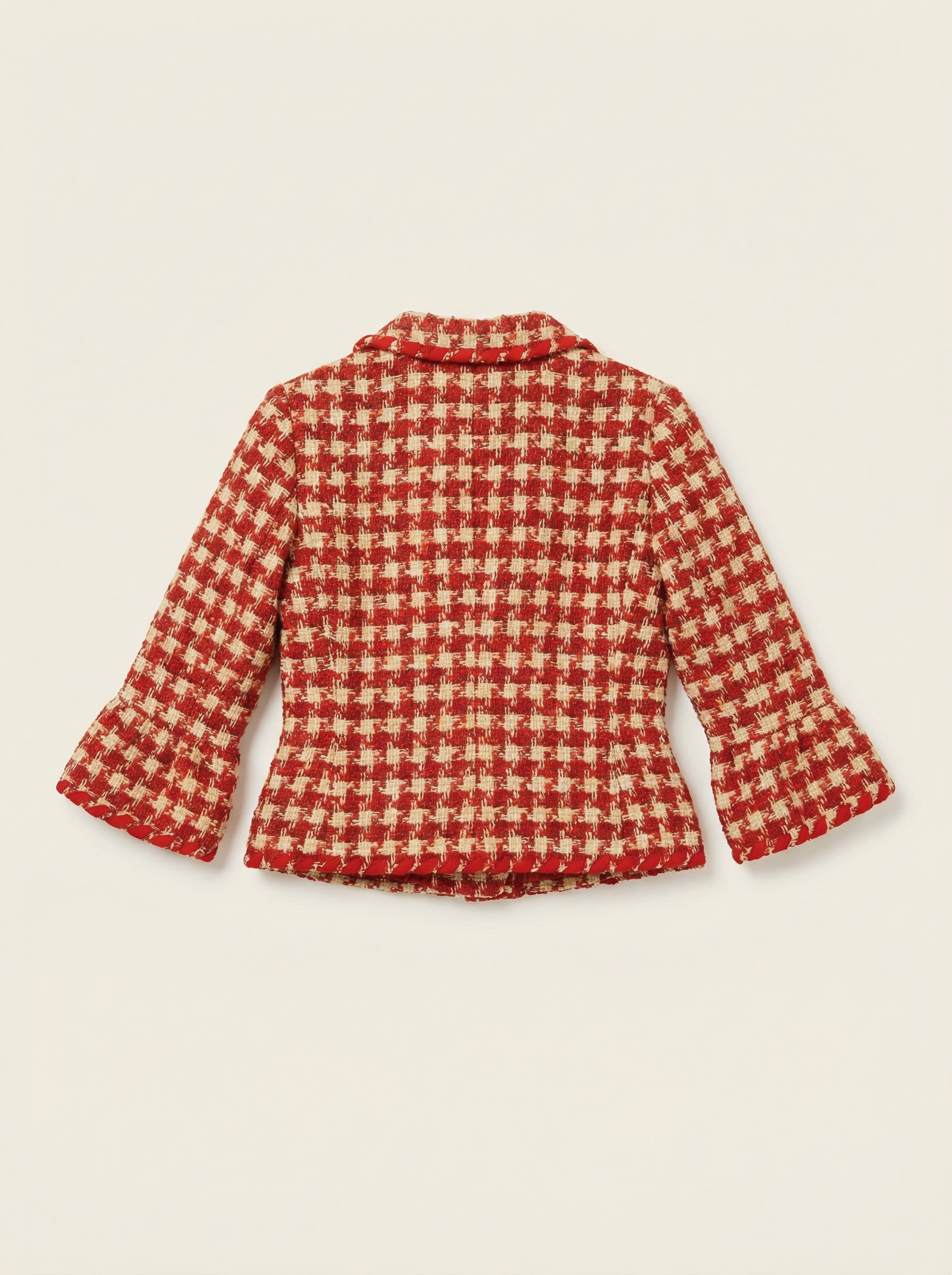 MOSCHINO Red Houndstooth Jacket and Sleeveless Dress Ensemble Late 1990