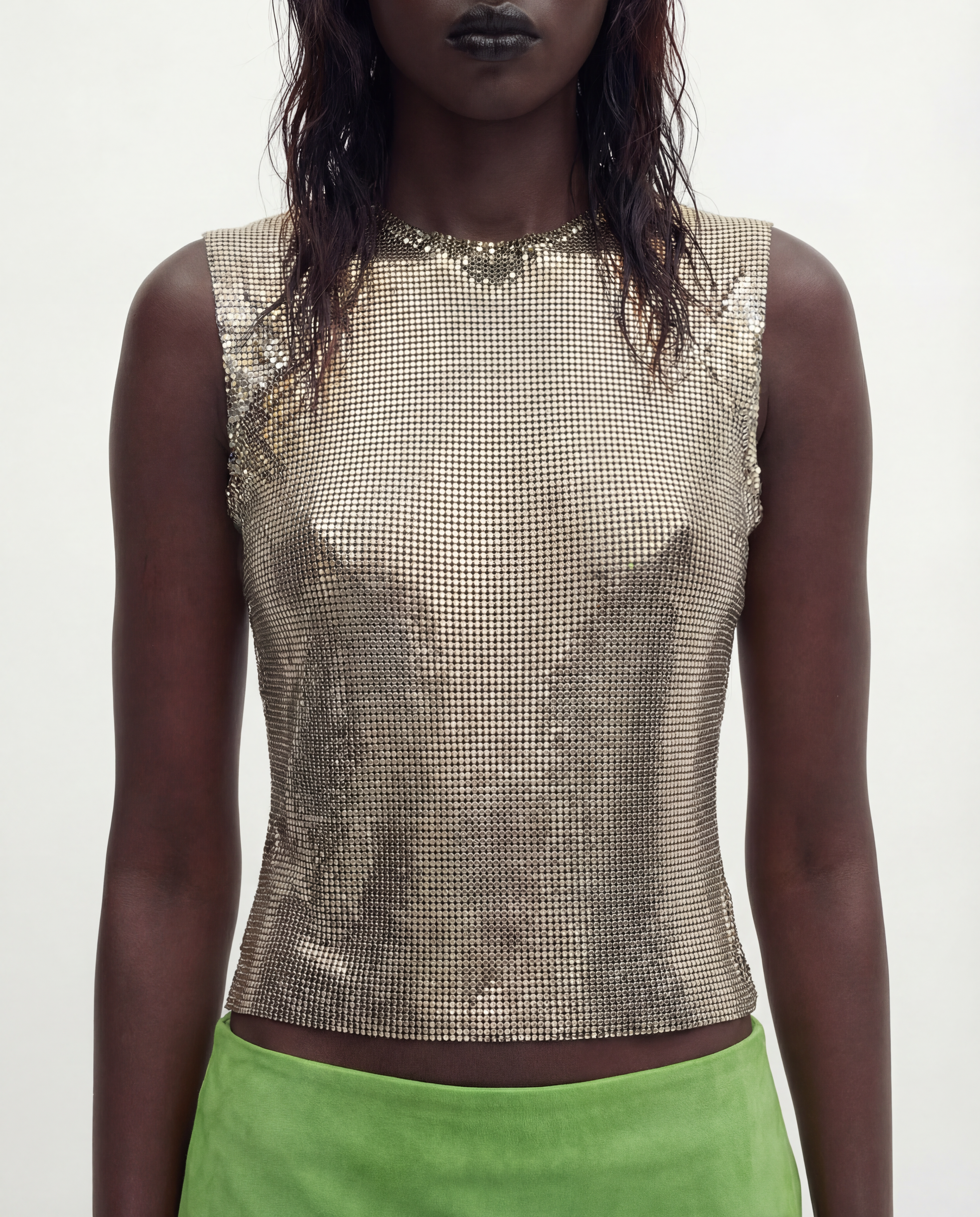 VERSACE GIANNI Silver oroton metal mesh vest FW 1994