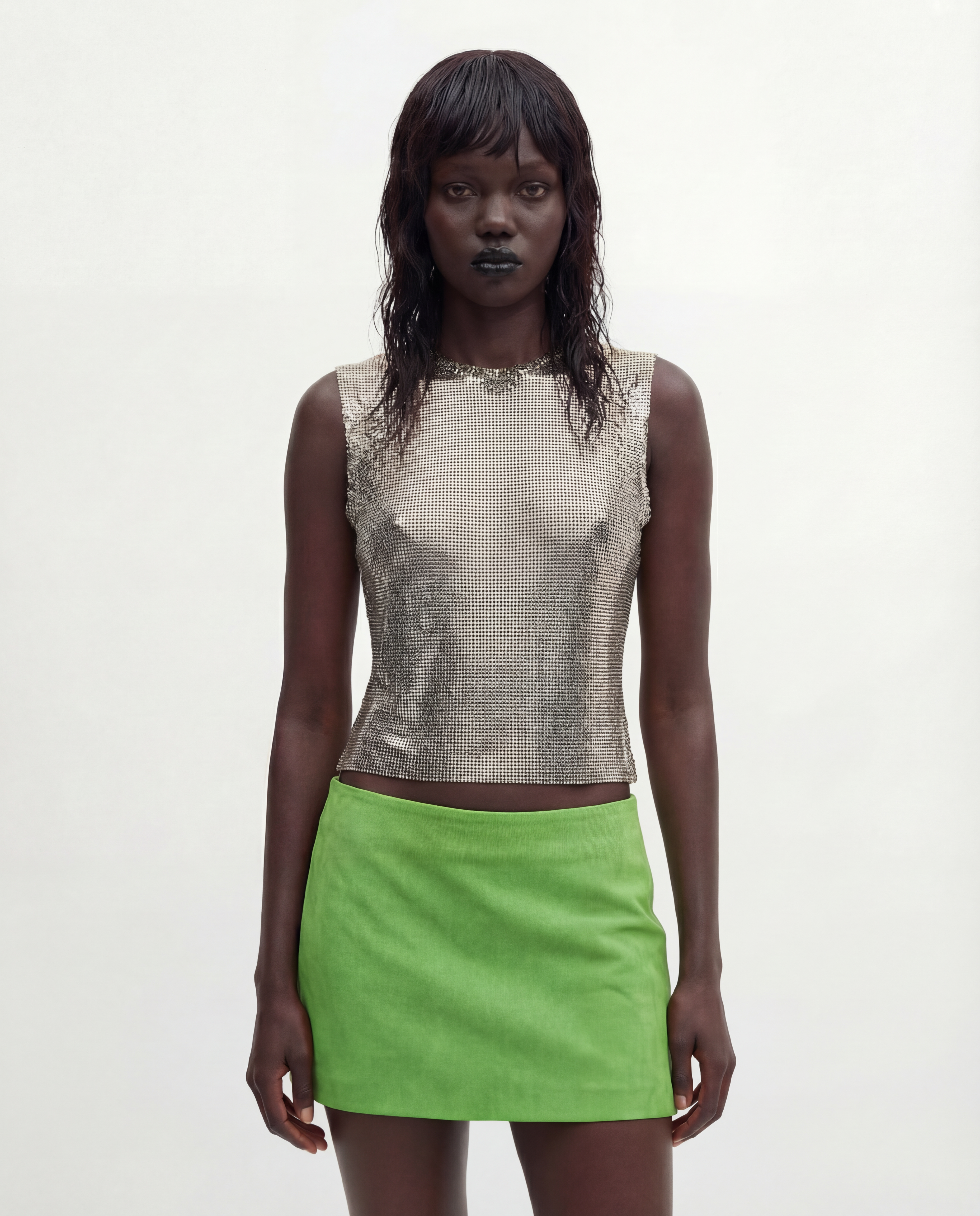 VERSACE GIANNI Silver oroton metal mesh vest FW 1994