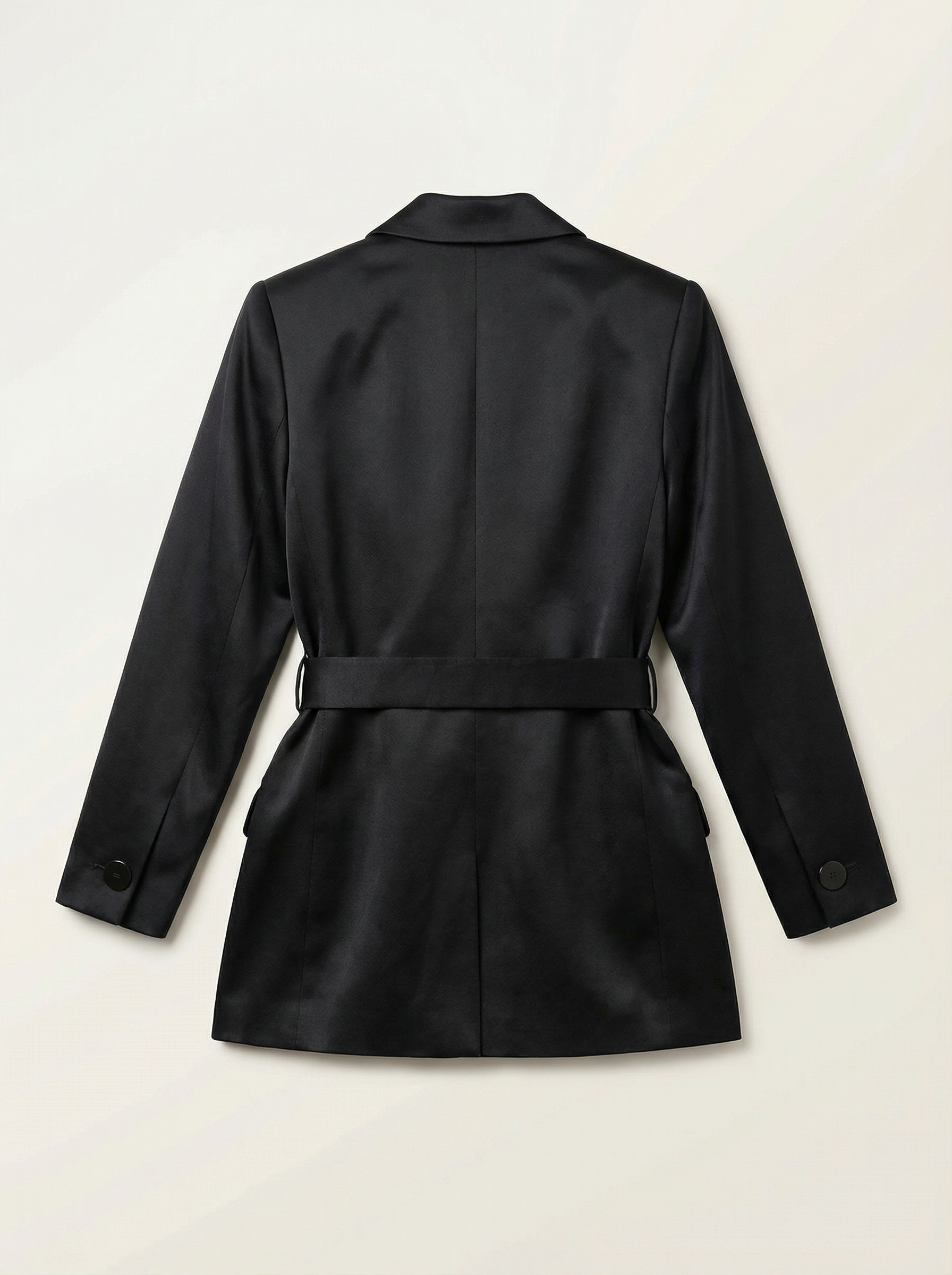 YVES SAINT LAURENT Rive Gauche Black Satin Safari Jacket & Trousers set 1990