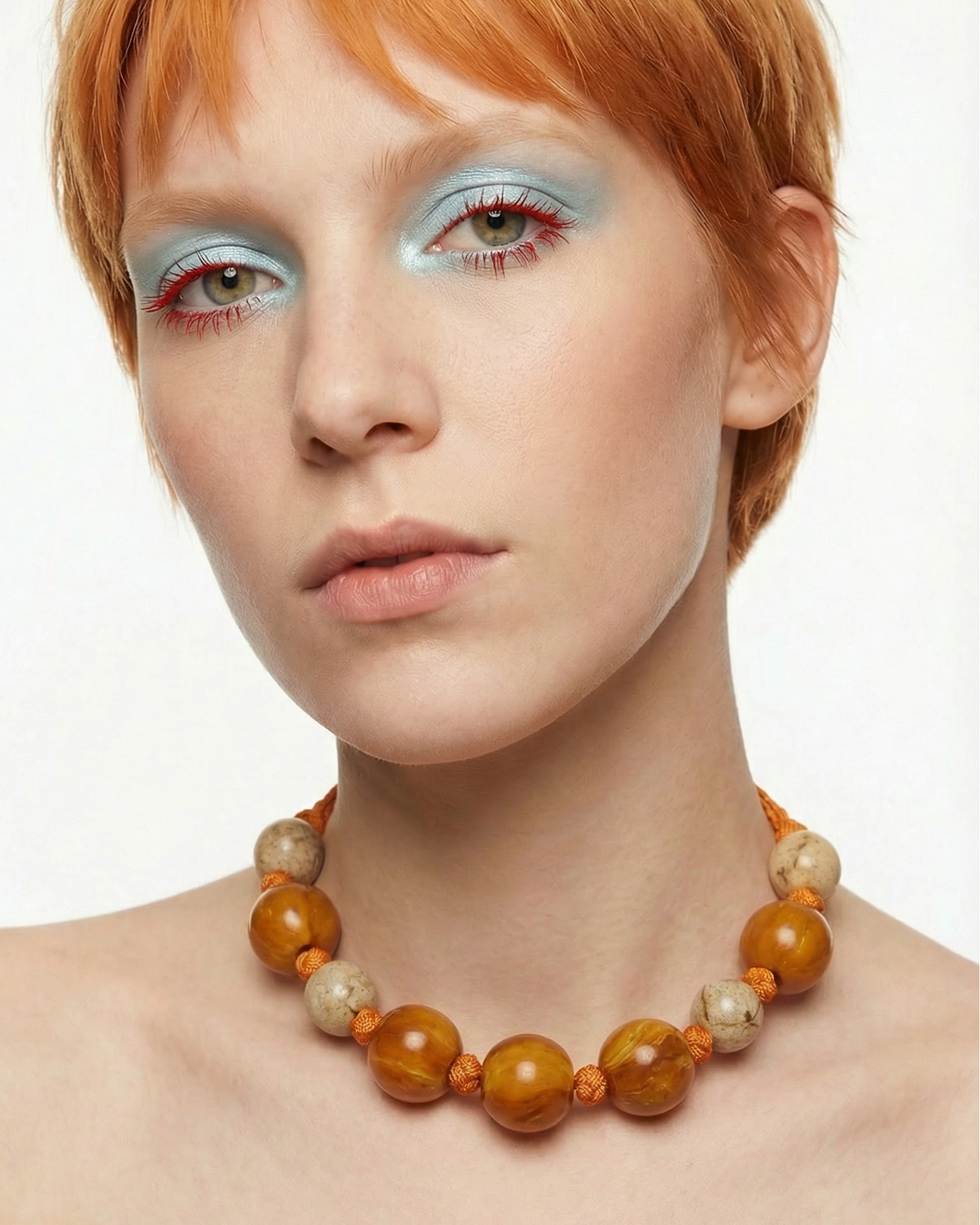 YVES SAINT LAURENT Orange Beaded Necklace 1990