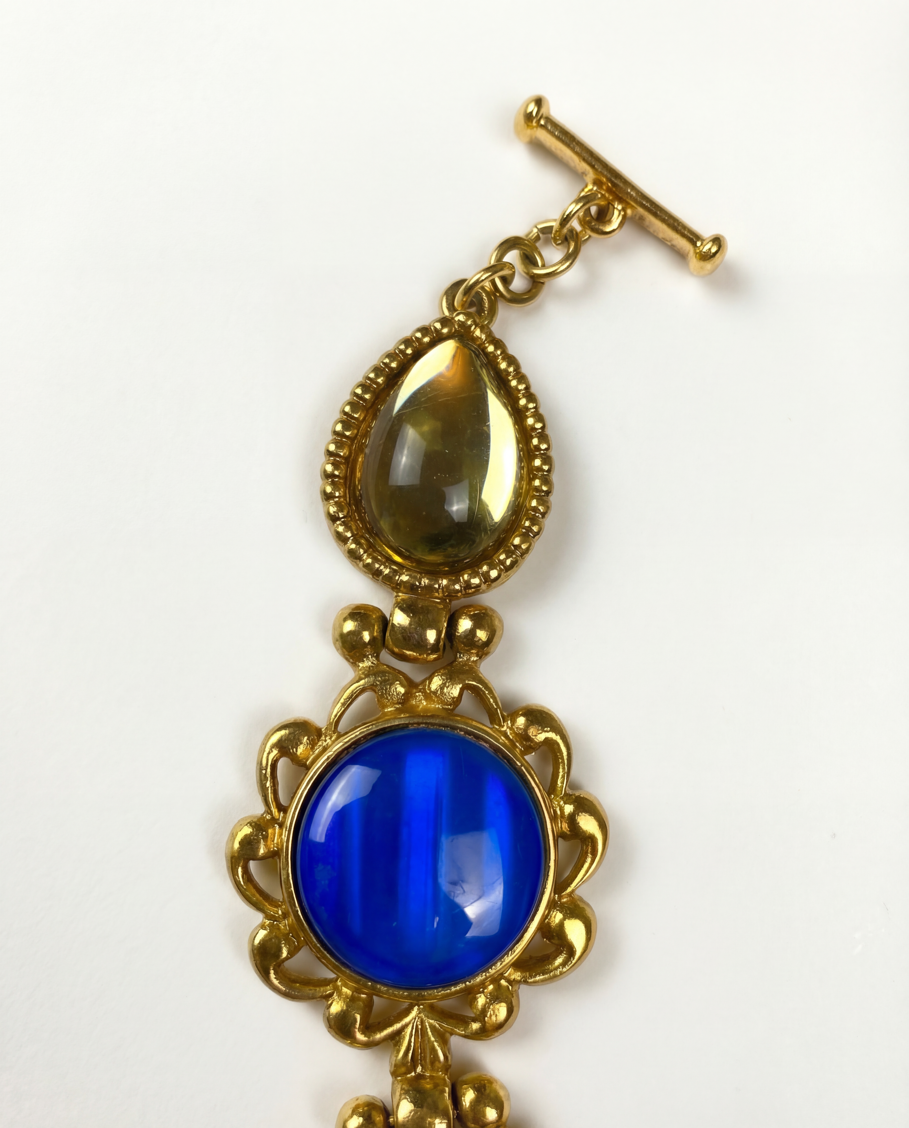 YVES SAINT LAURENT Gold Plated Metal and Colored Resin Bracelet 1990