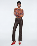 CELINE Brown Leather Trousers with Gold Chain Late 1990