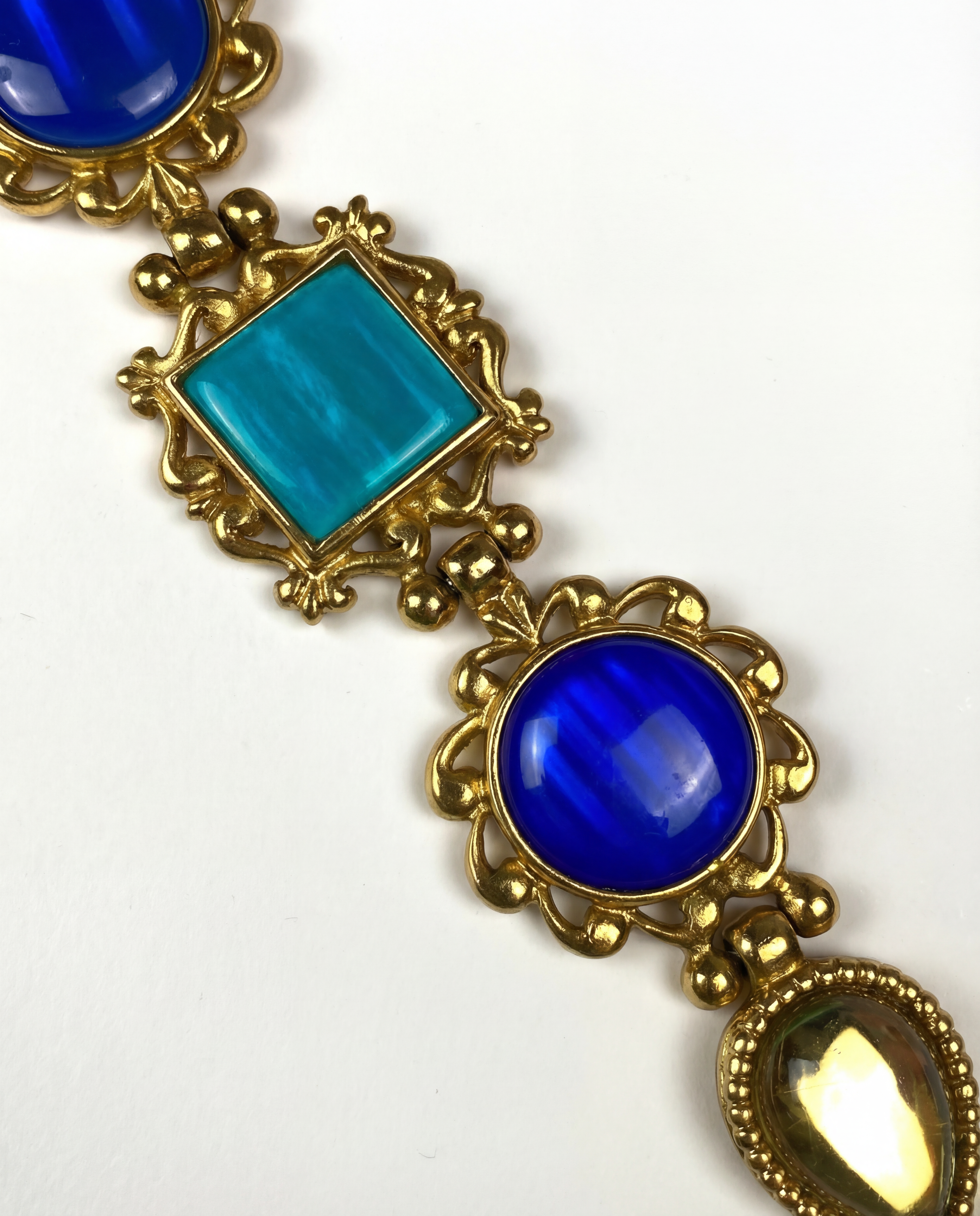 YVES SAINT LAURENT Gold Plated Metal and Colored Resin Bracelet 1990