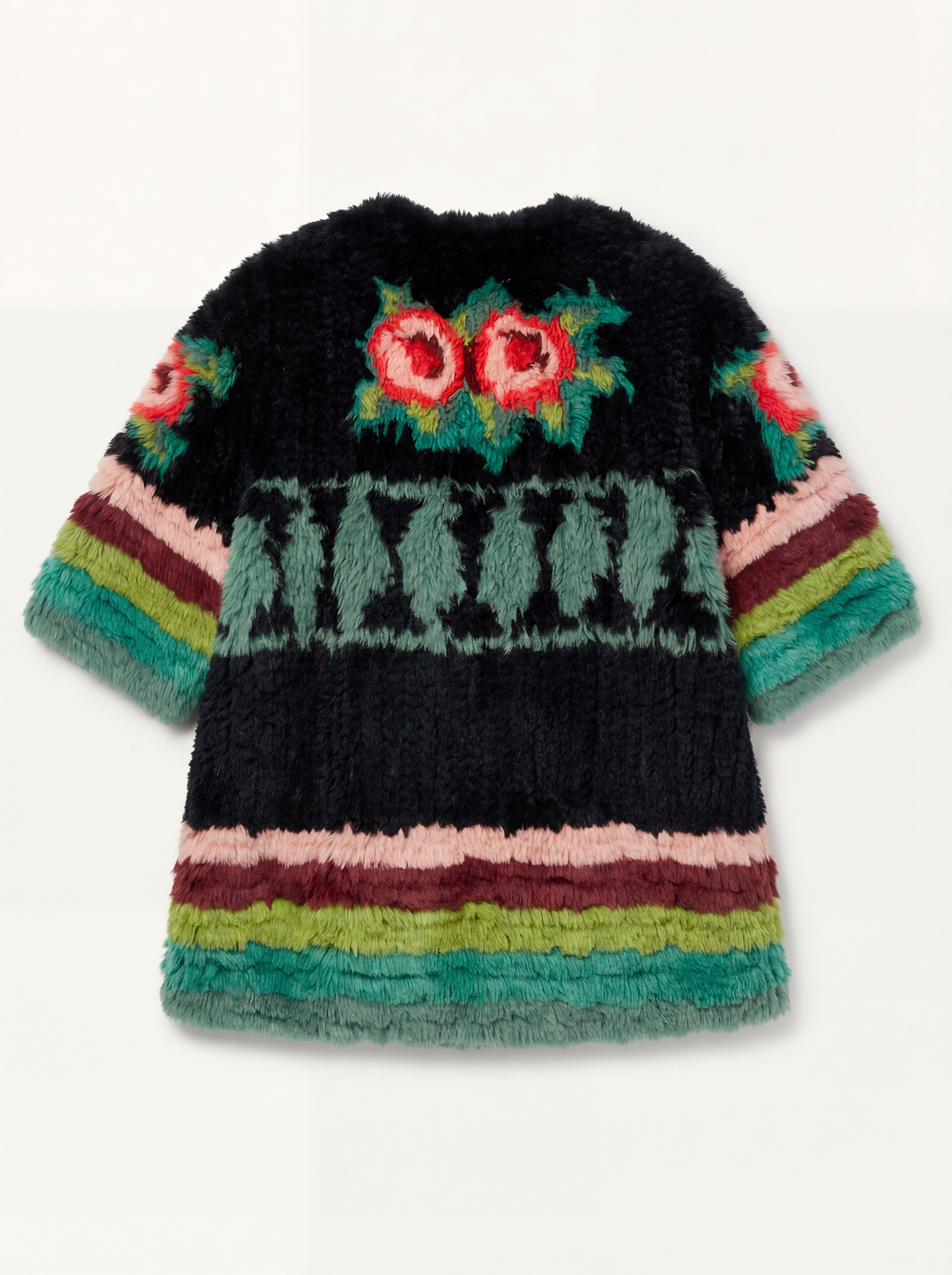 MANOUSH Multicolor Crocheted Rabbit Fur Coat