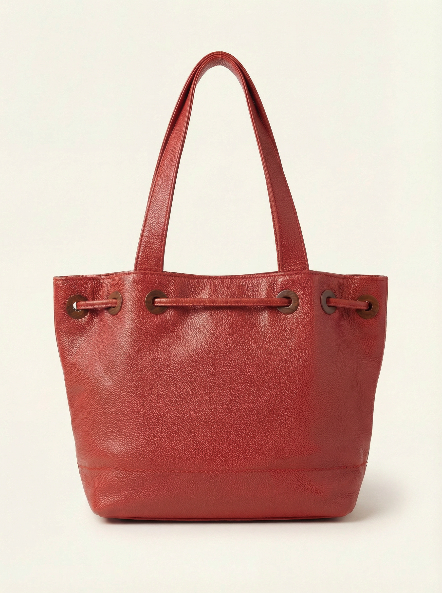 CHANEL Red Caviar Leather CC Bucket Bag 2002