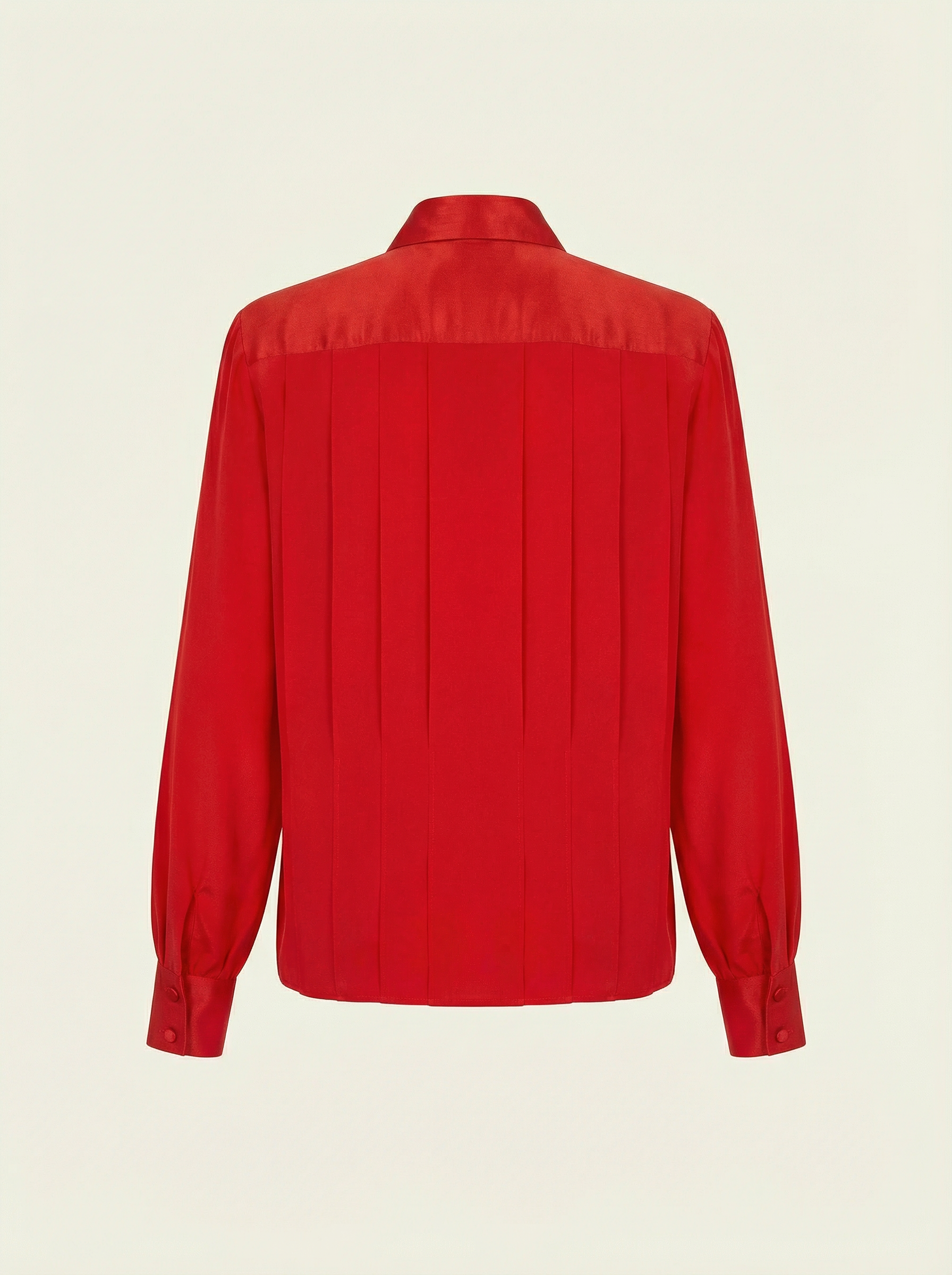 STARINGTON Red Silk Blouse with Black Bow & Rose Brooch Late 1980s