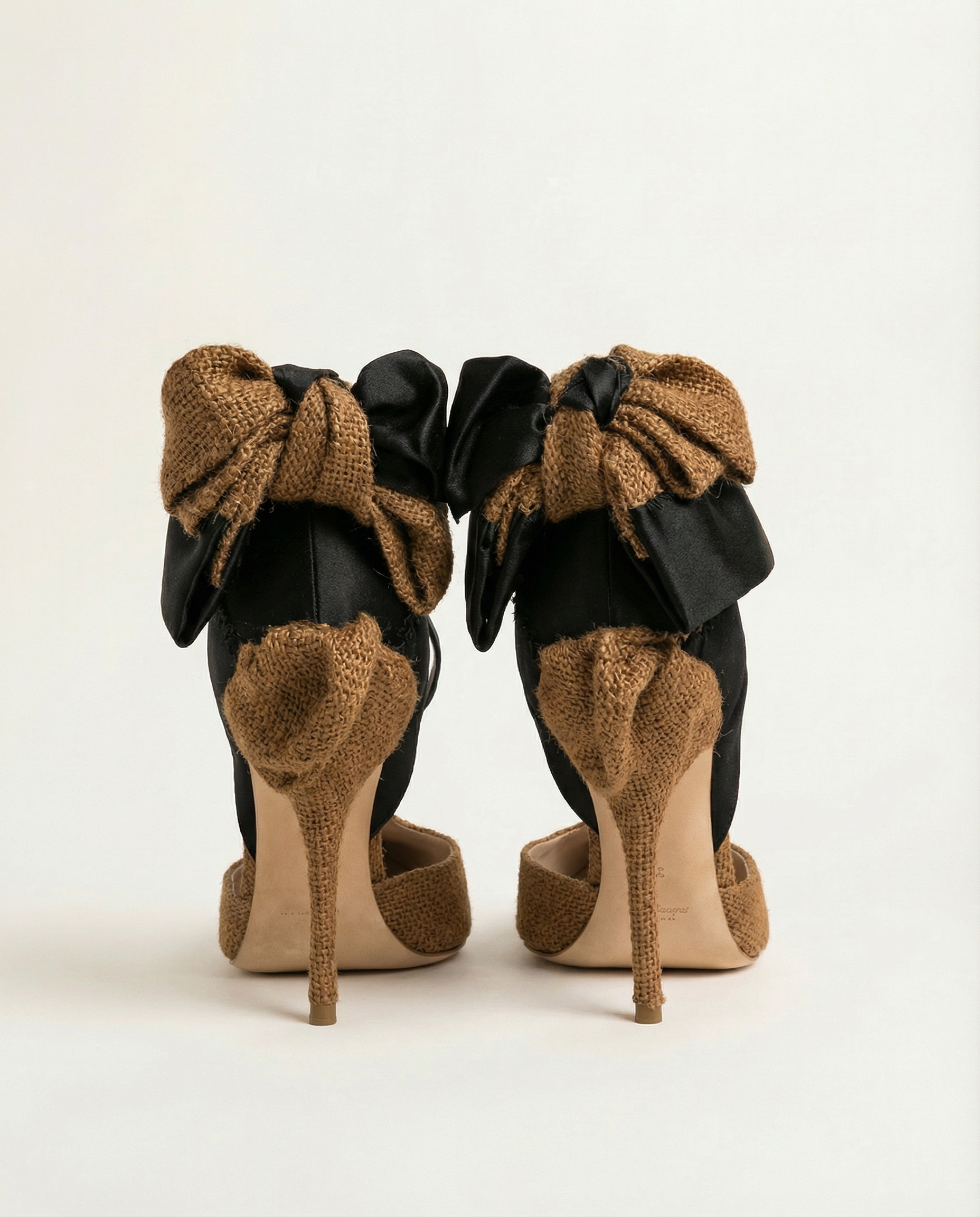 MIU MIU Jute & Black Satin Bow Back Mary Jane Pump SS 2009