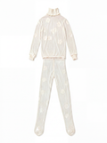 COURREGES Vintage Abstract floral Sheer Mock Turtleneck & Tights Set