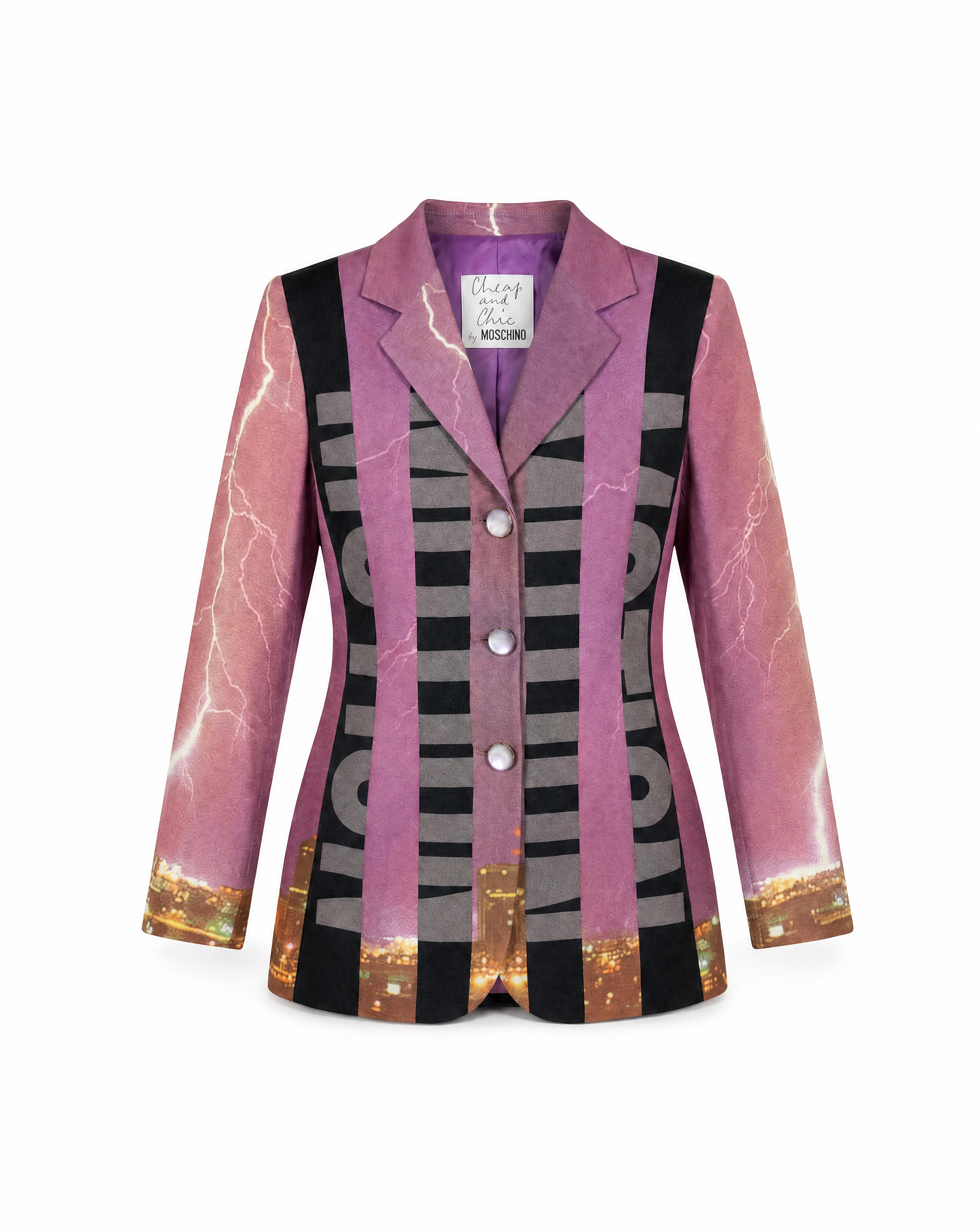 MOSCHINO Printed Vest Jacket with Trompe-l’Œil Motif 1990
