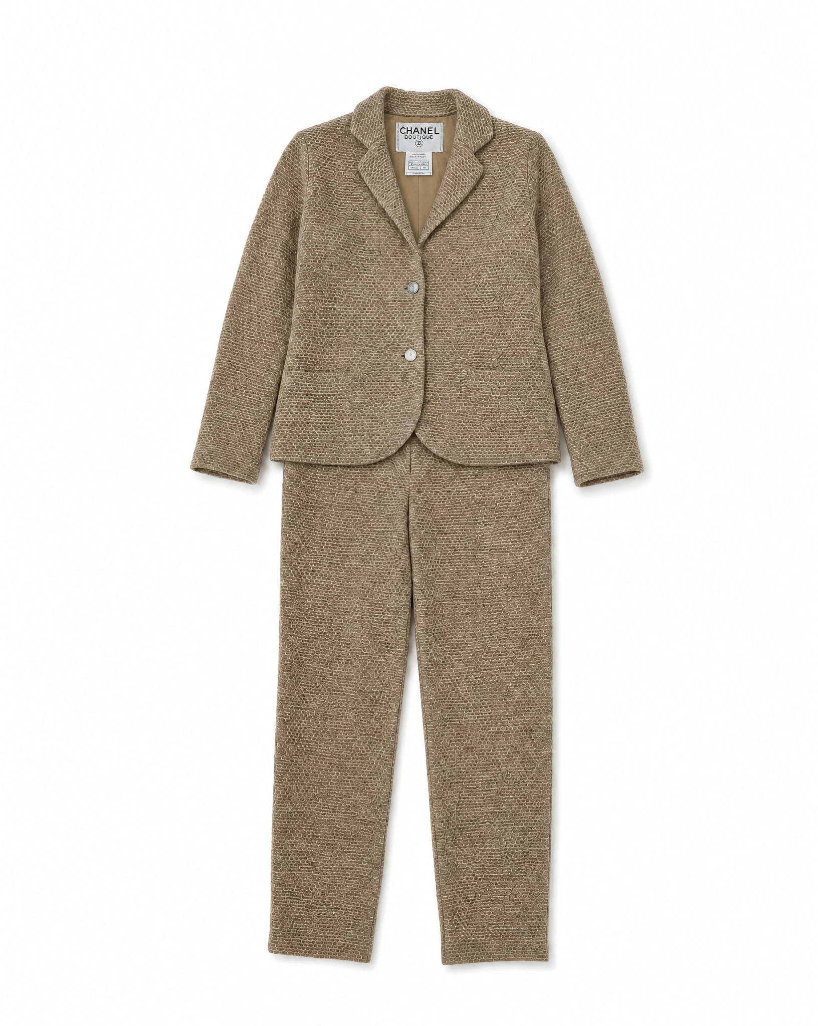 CHANEL Wool Blend Ensemble Jacket & Trousers Set Circa 1990