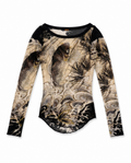 JEAN PAUL GAULTIER Grey Koi Fish Tattoo Print Mesh Top 1990