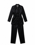YVES SAINT LAURENT Rive Gauche Black Satin Safari Jacket & Trousers set 1990