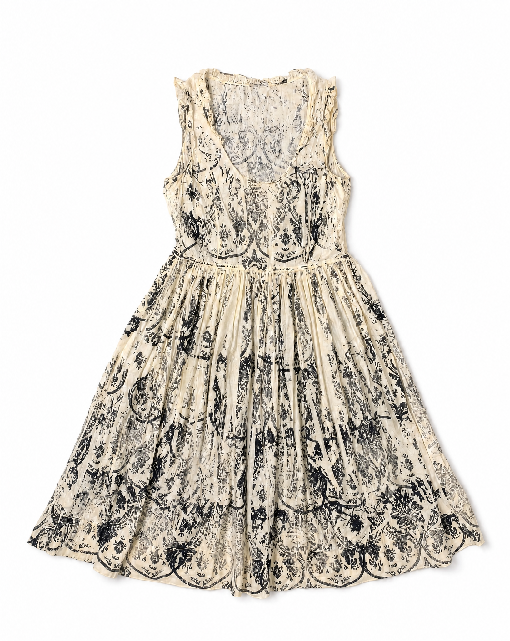 MIU MIU by Miuccia Prada Toile de Jouy Cotton Midi Dress SS 2002