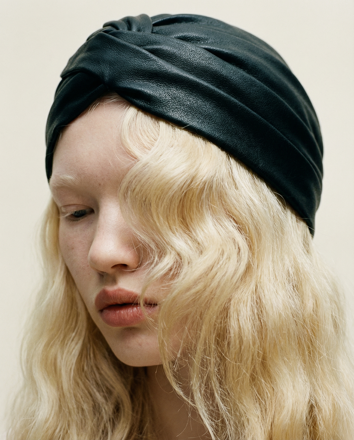 YVES SAINT LAURENT black leather Turban SS 2015