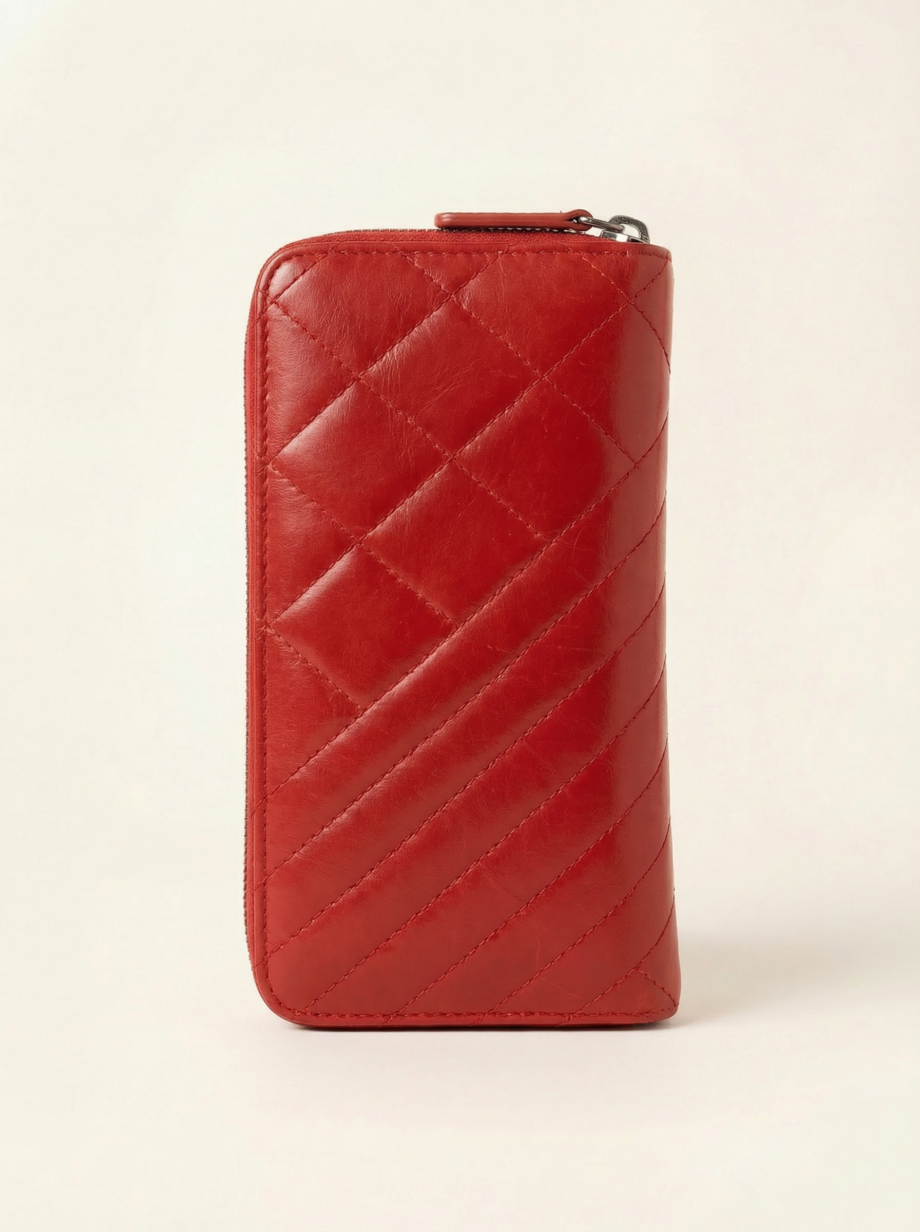 CHANEL Red Lambskin Leather Wallet
