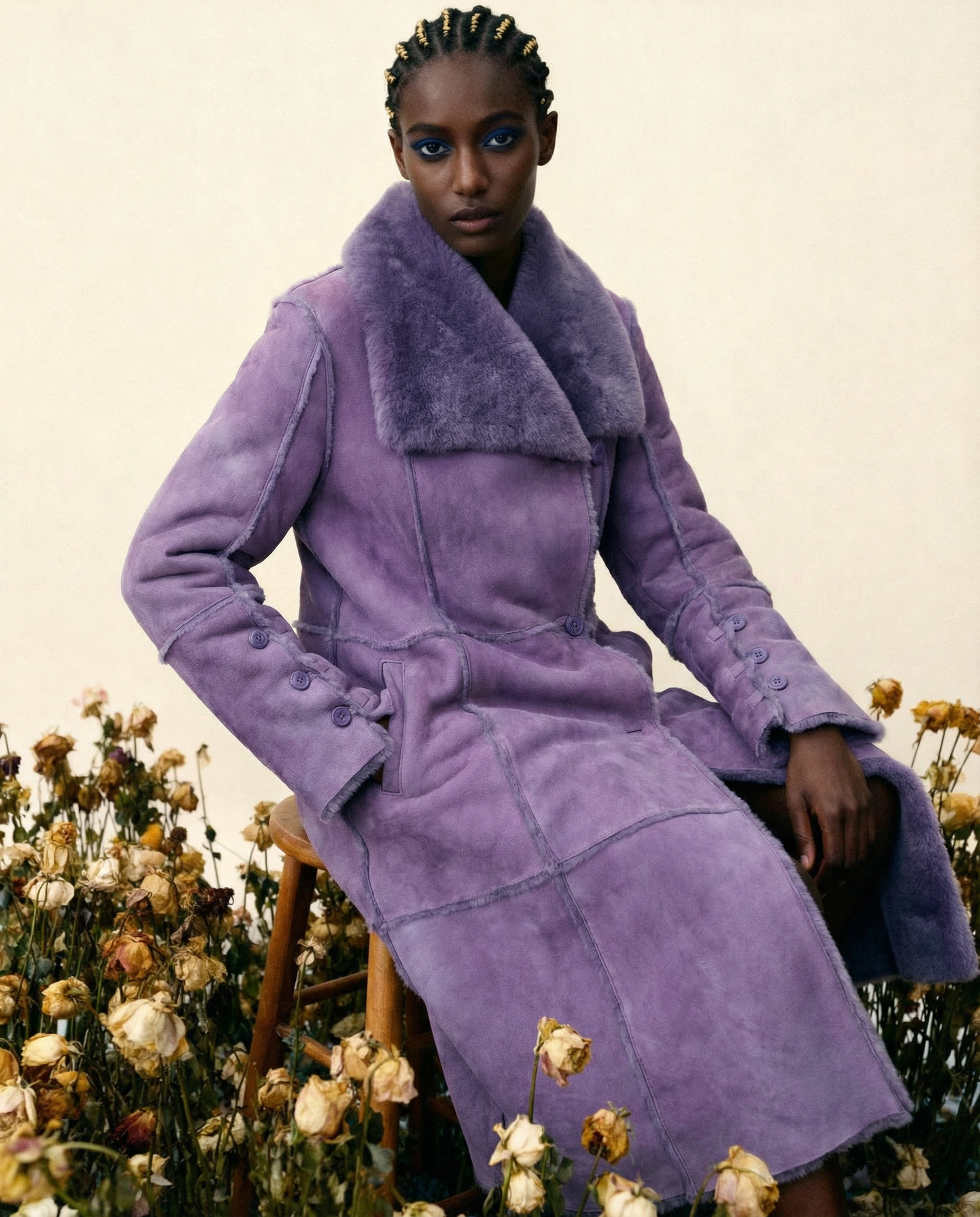 VERSUS VERSACE long shearling coat circa 2000